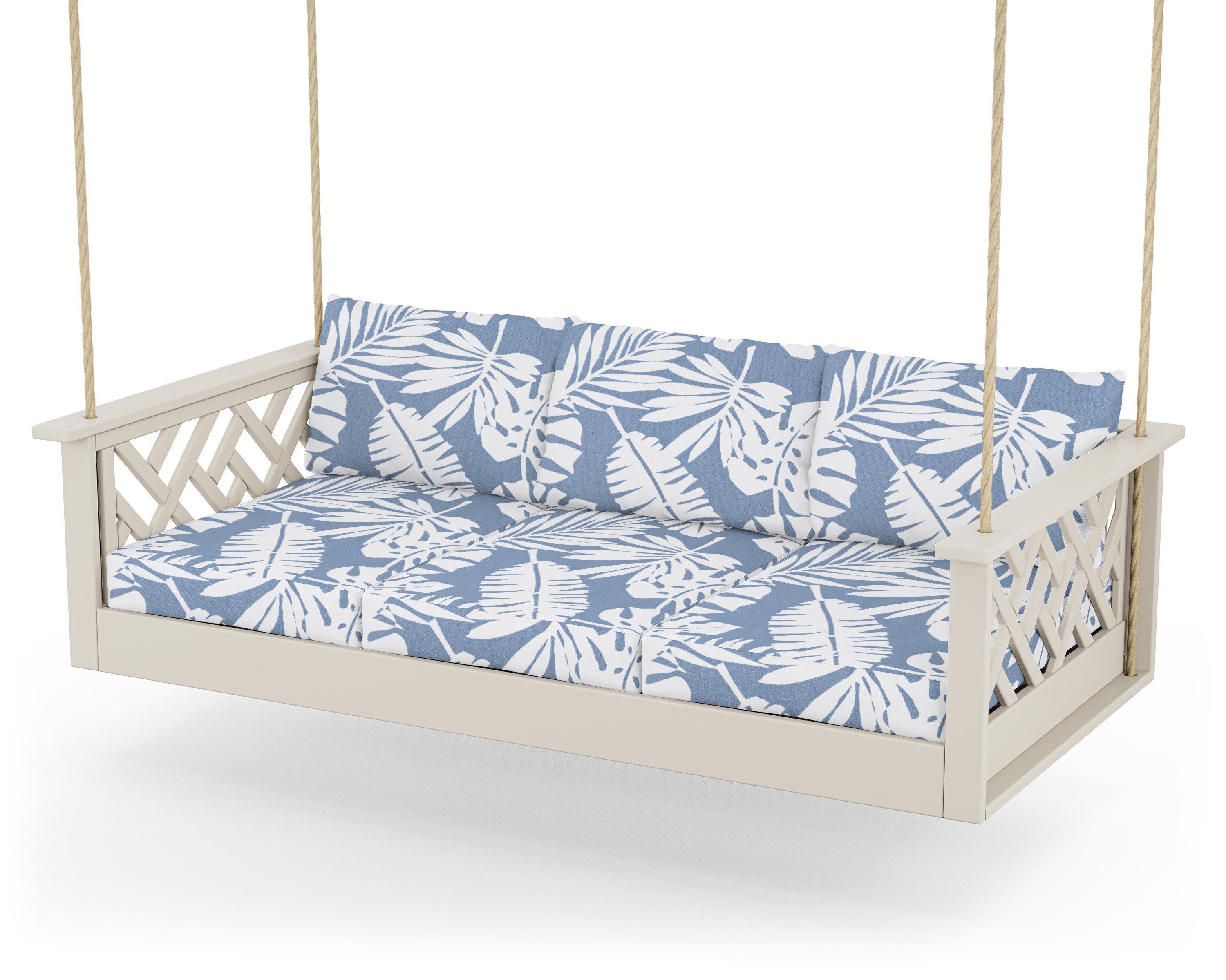 Chippendale Daybed Swing in Sand / Leaf Sky Blue