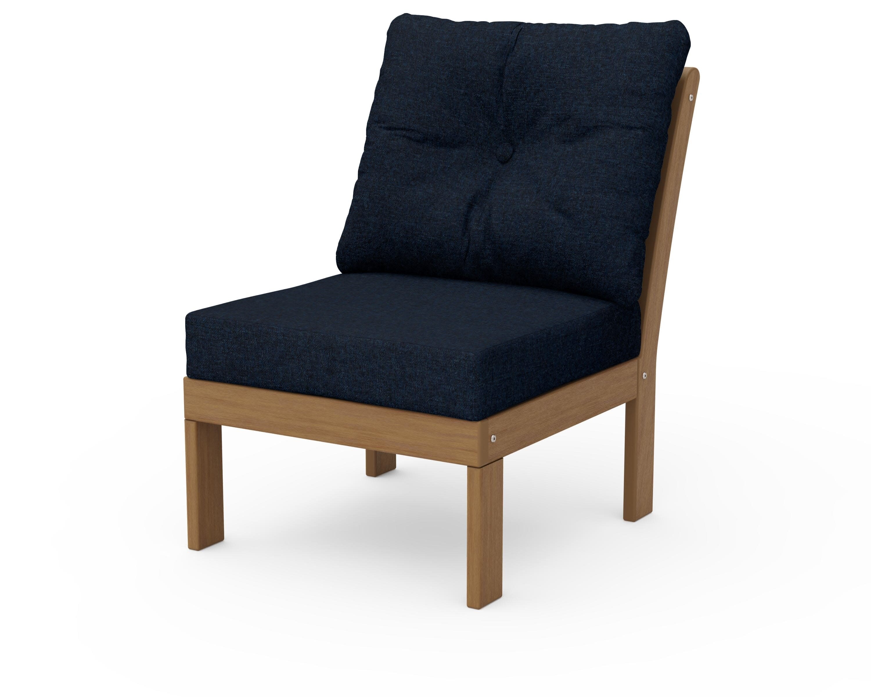 Vineyard Modular Armless Chair in Natural / Marine Indigo