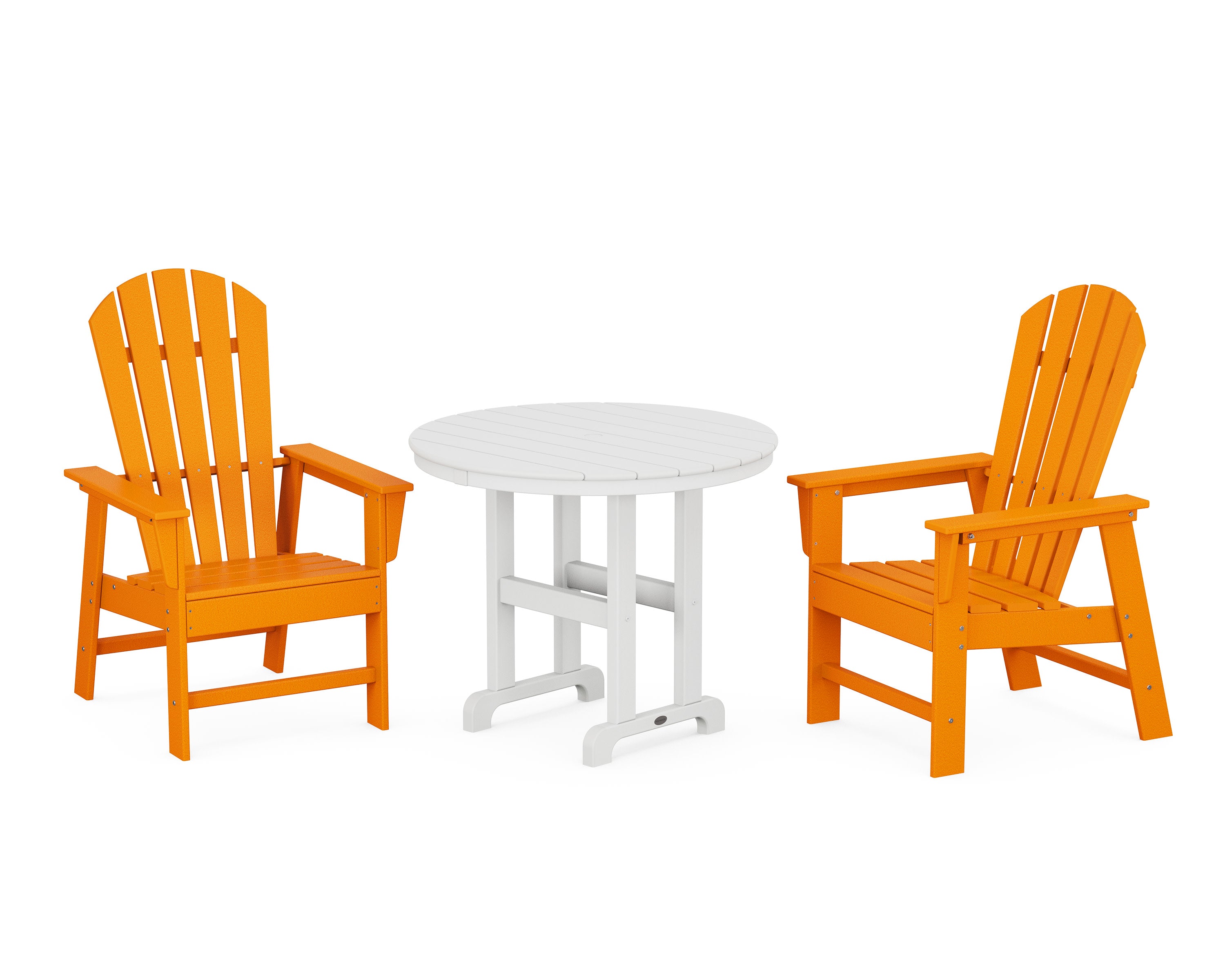 South Beach 3-Piece Round Farmhouse Dining Set in Tangerine / White