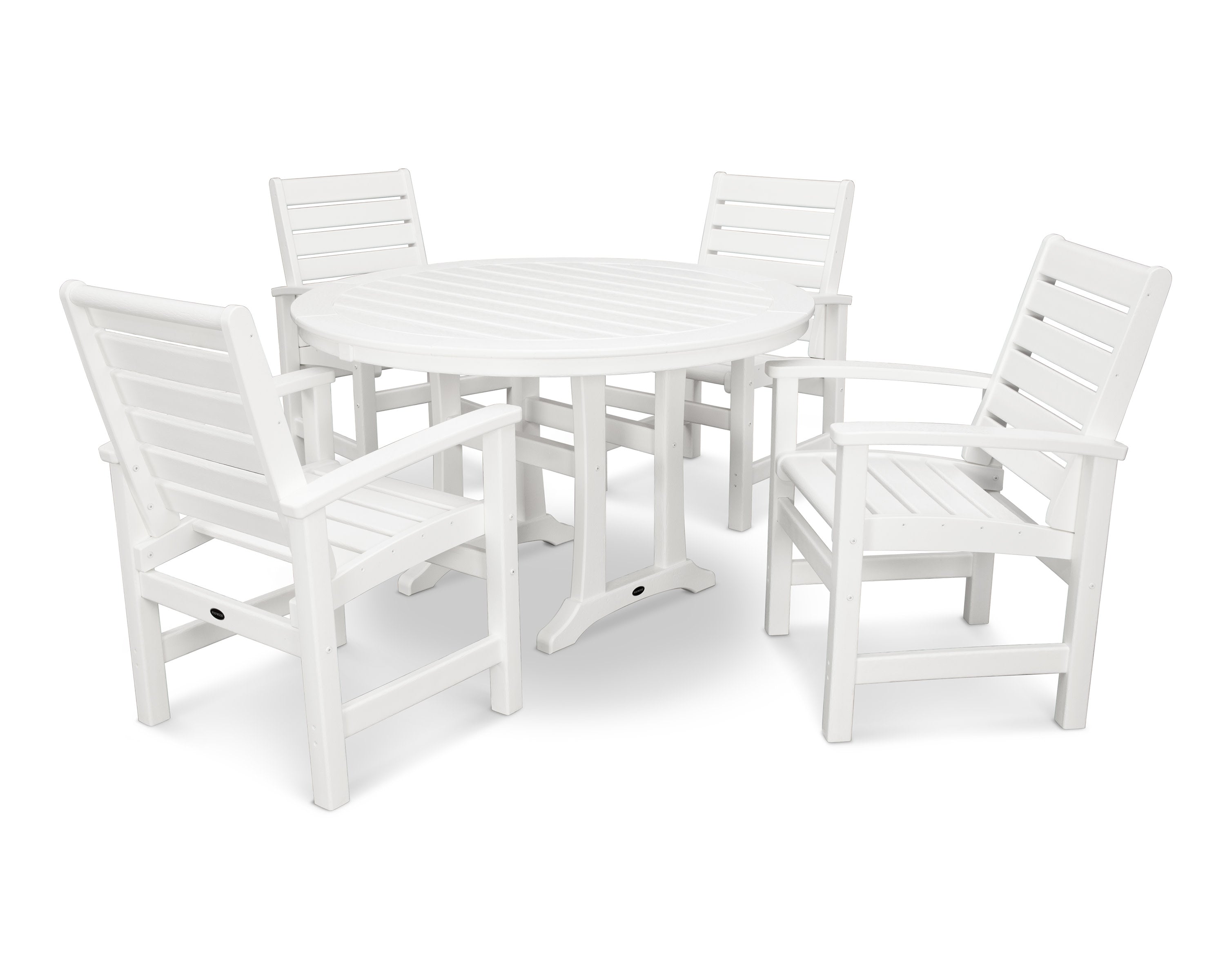 Signature 5-Piece Round Dining Set with Trestle Legs in White