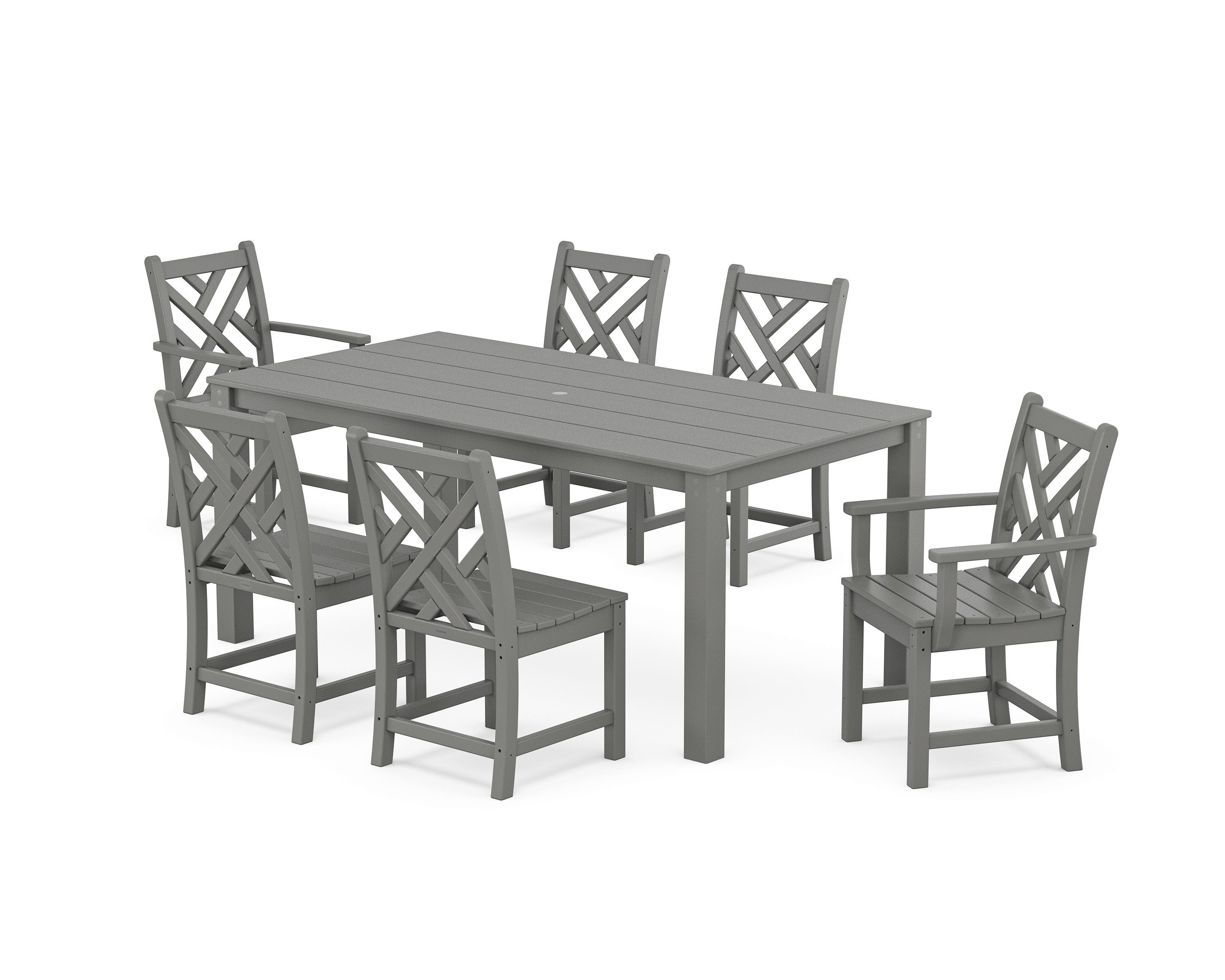 Chippendale 7-Piece Parsons Dining Set in Slate Grey