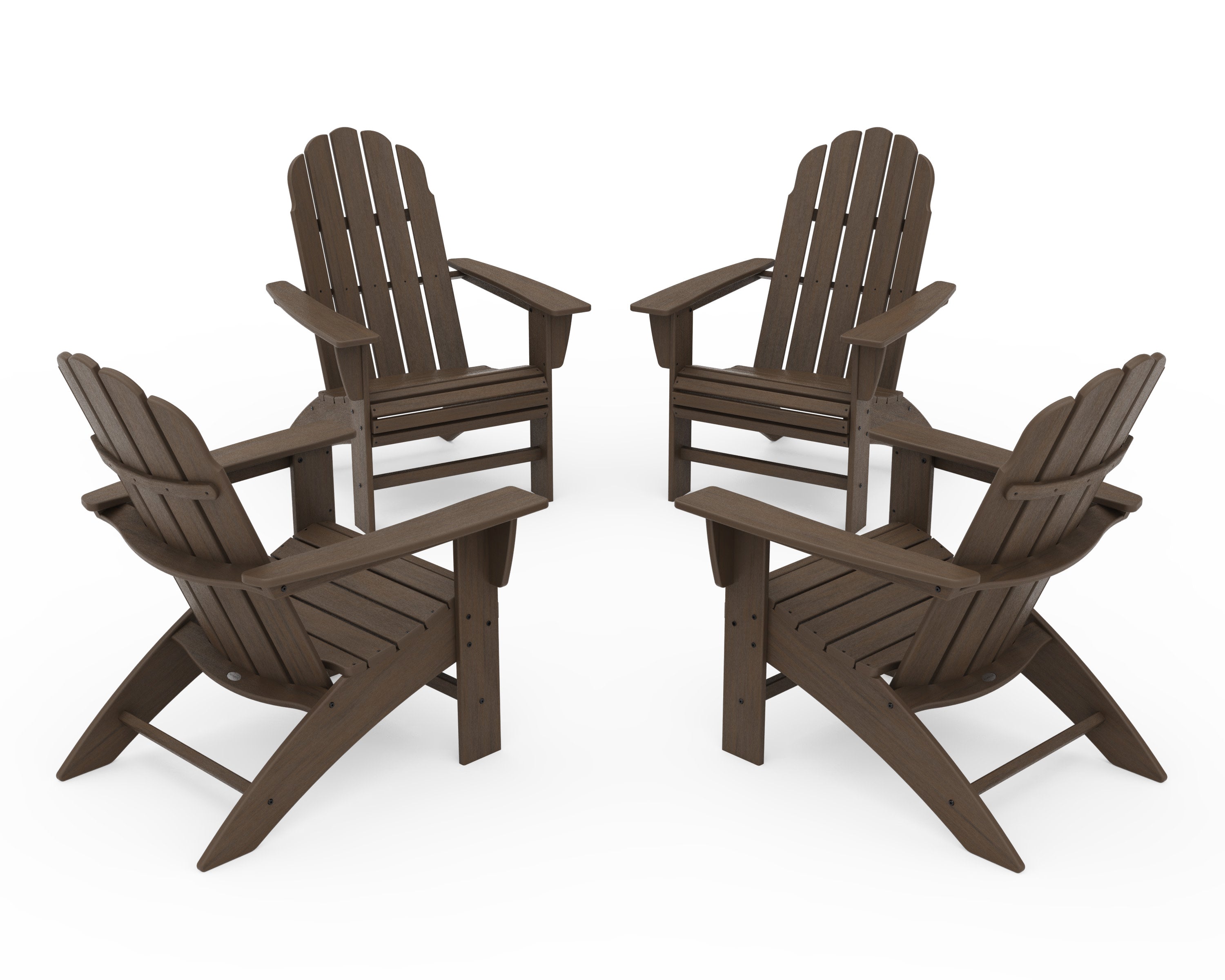 4-Piece Vineyard Curveback Adirondack Chair Conversation Set in Kona