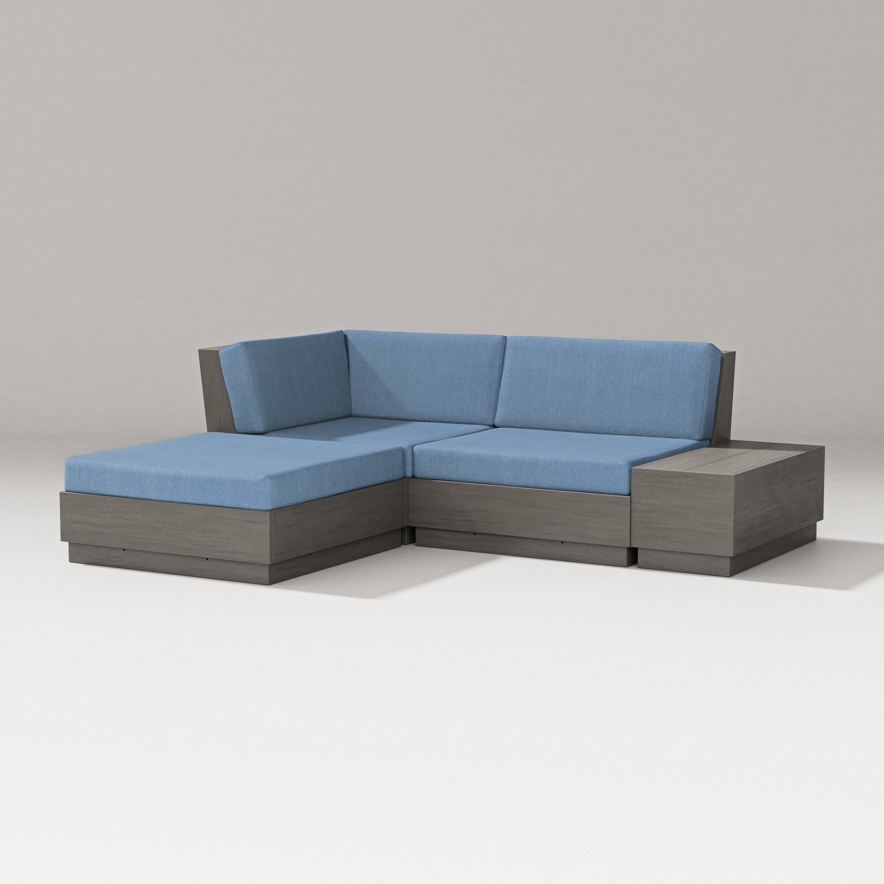 Elevate Loveseat Sectional with Chaise in Driftwood / Sky Blue