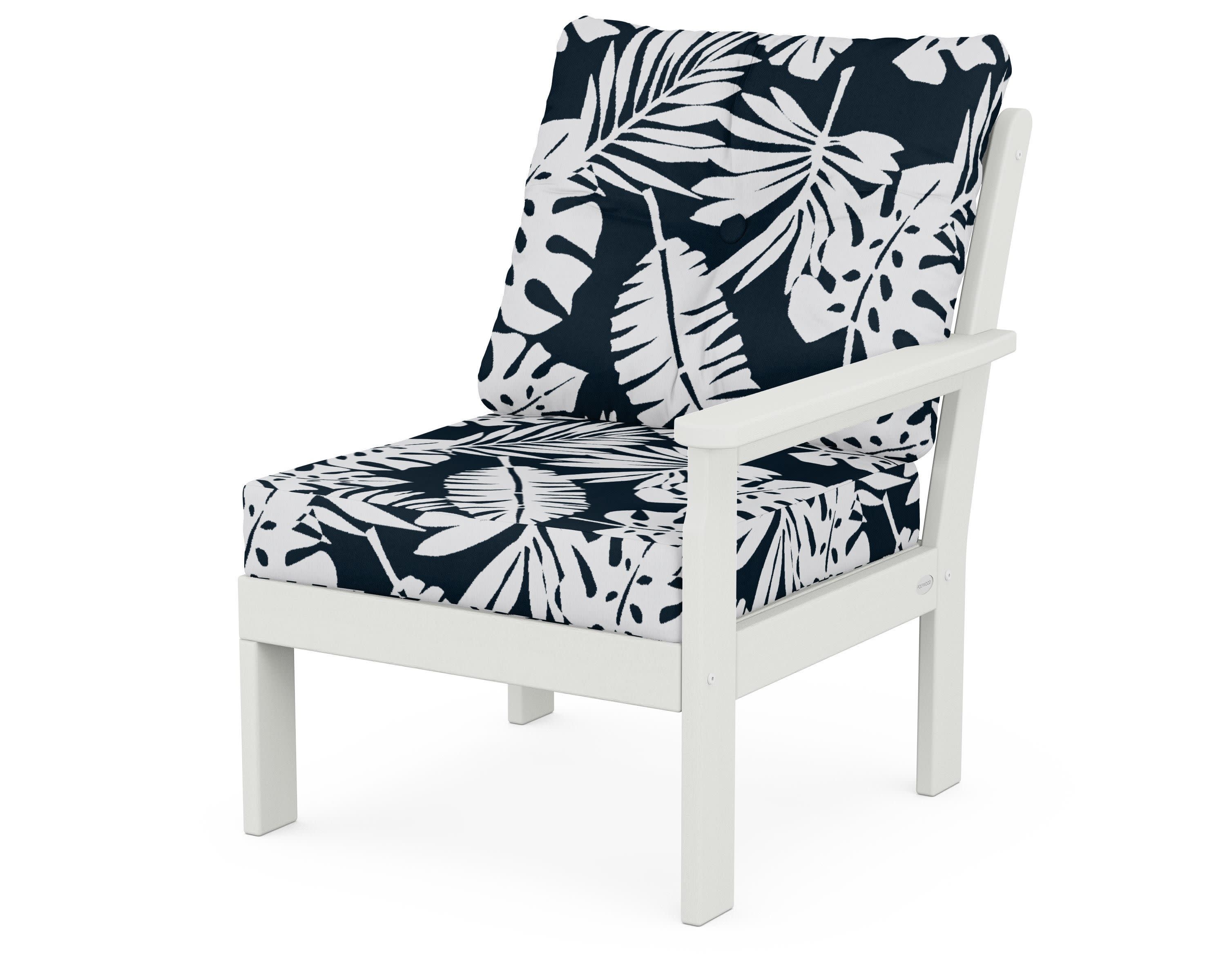 Vineyard Modular Right Arm Chair in Vintage White / Leaf Marine Indigo