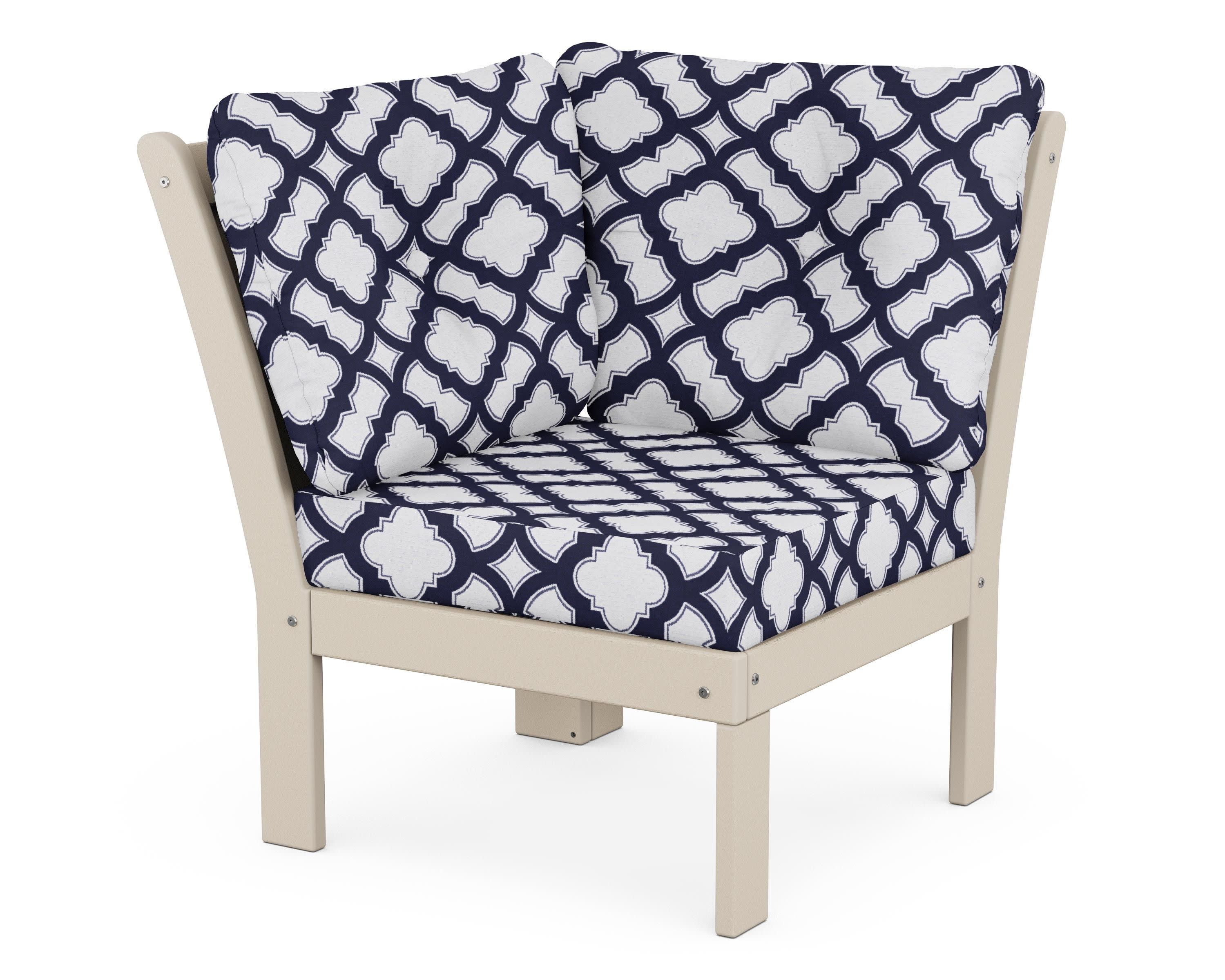 Vineyard Modular Corner Chair in Sand / Trellis Navy