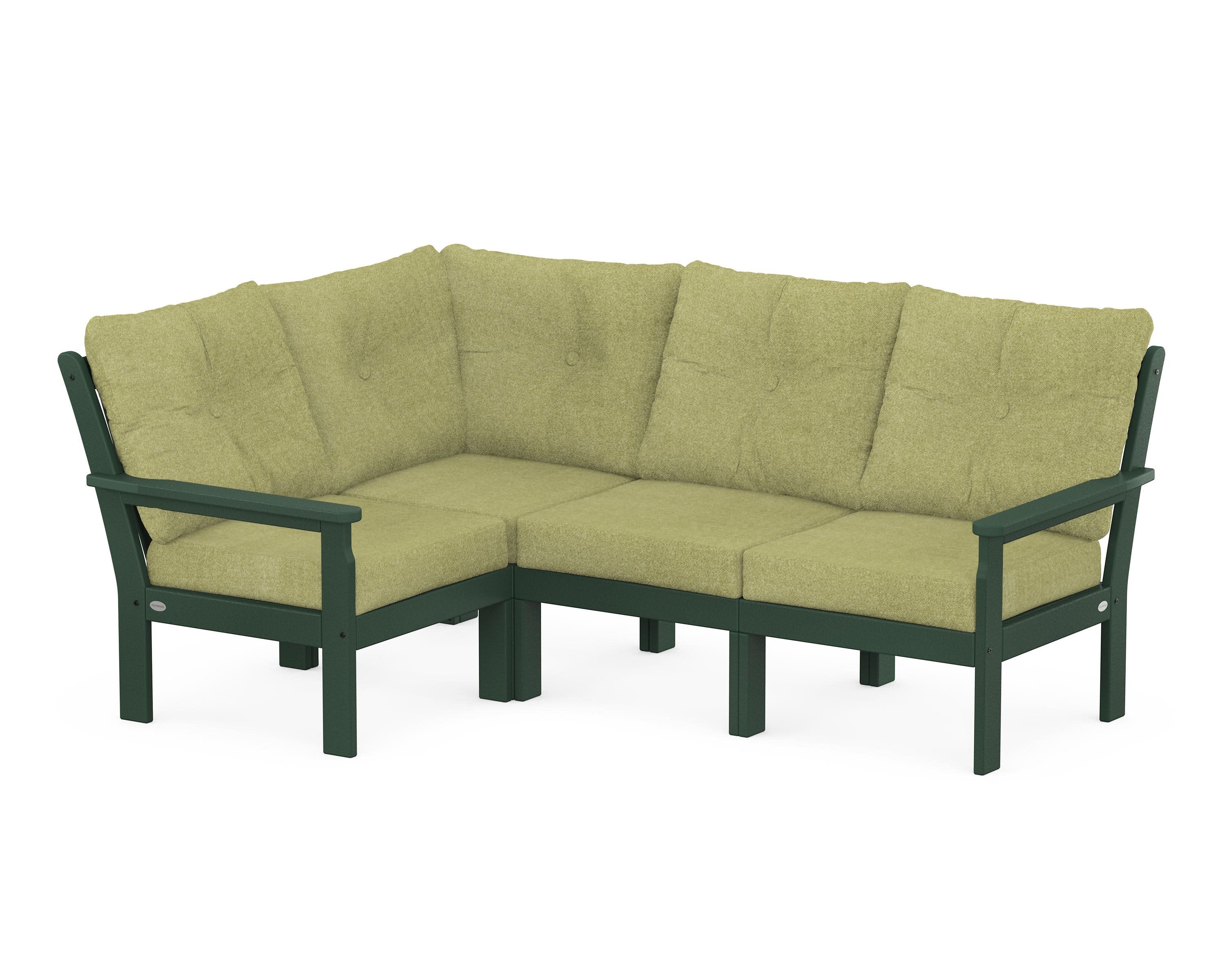 Vineyard 4-Piece Sectional in Green / Chartreuse Boucle