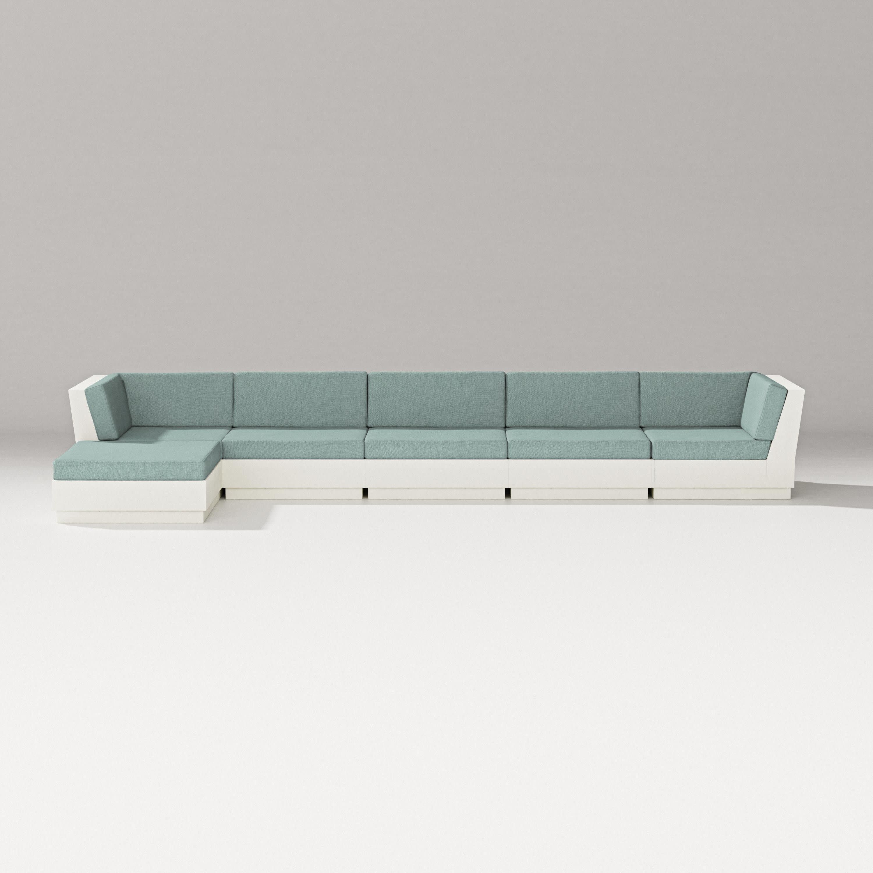 Elevate 6-Piece Chaise Sectional in Vintage White / Glacier Spa