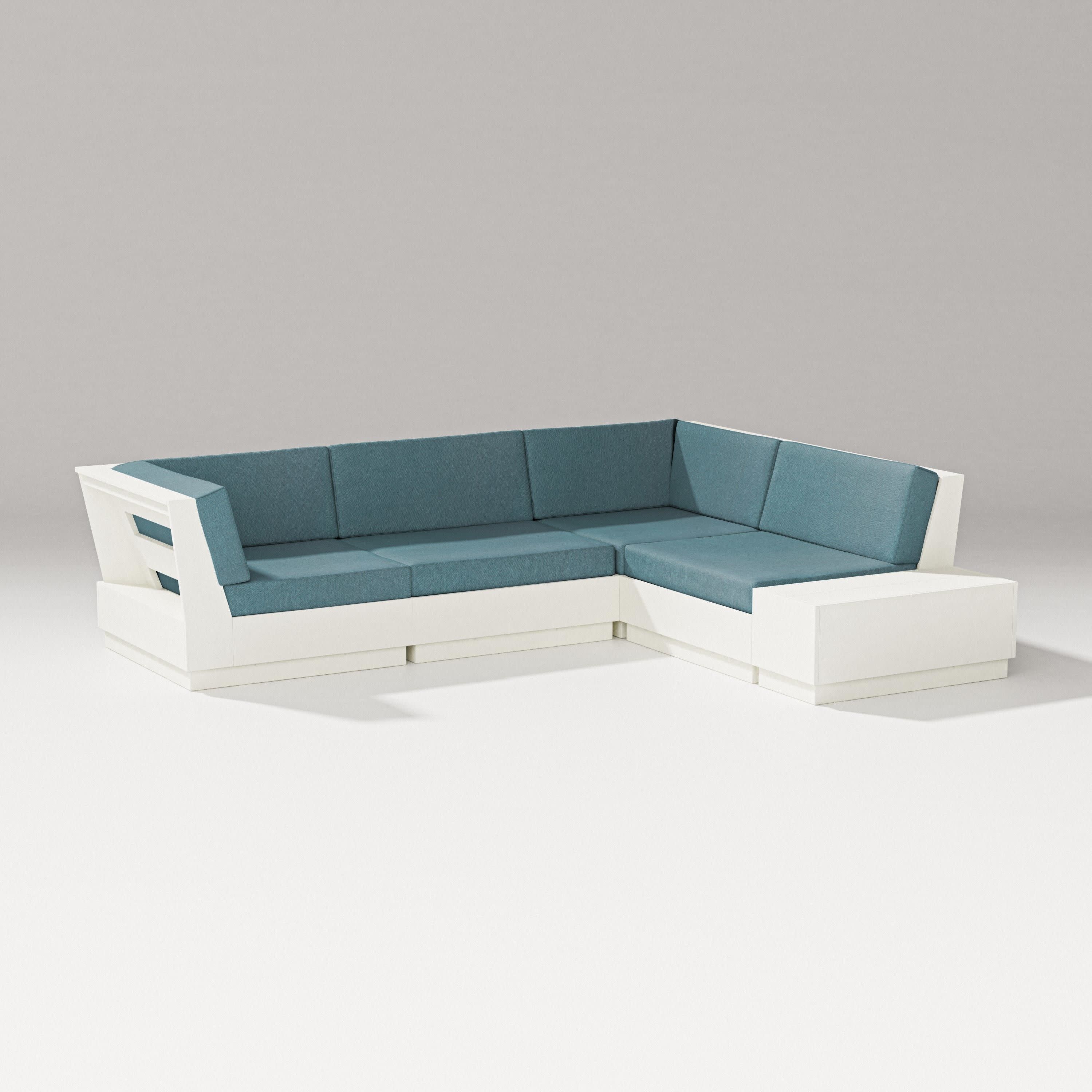 Elevate Corner Sectional in Vintage White / Ocean Teal