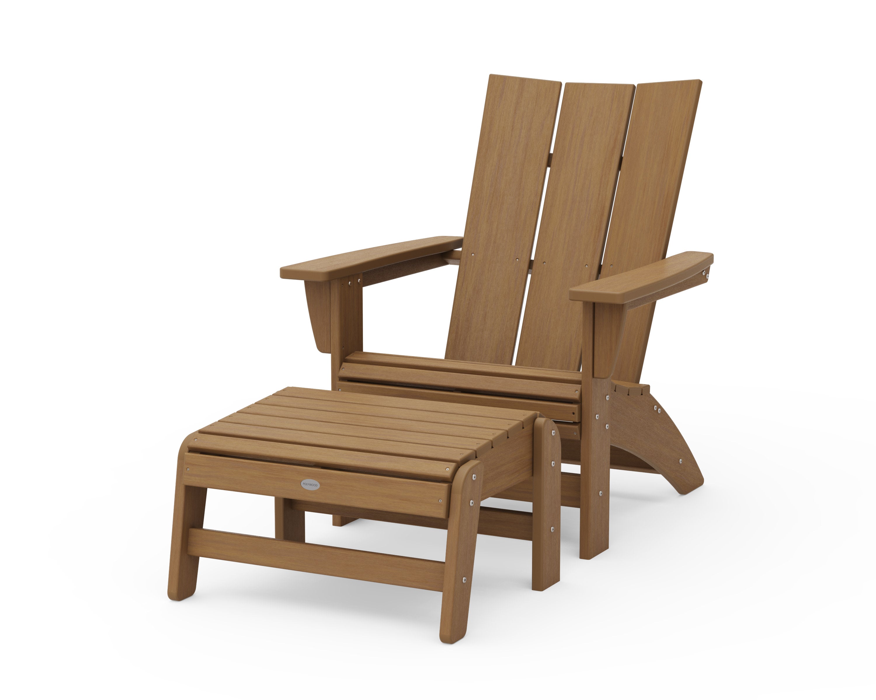 Modern Grand Adirondack Chair with Ottoman in Natural