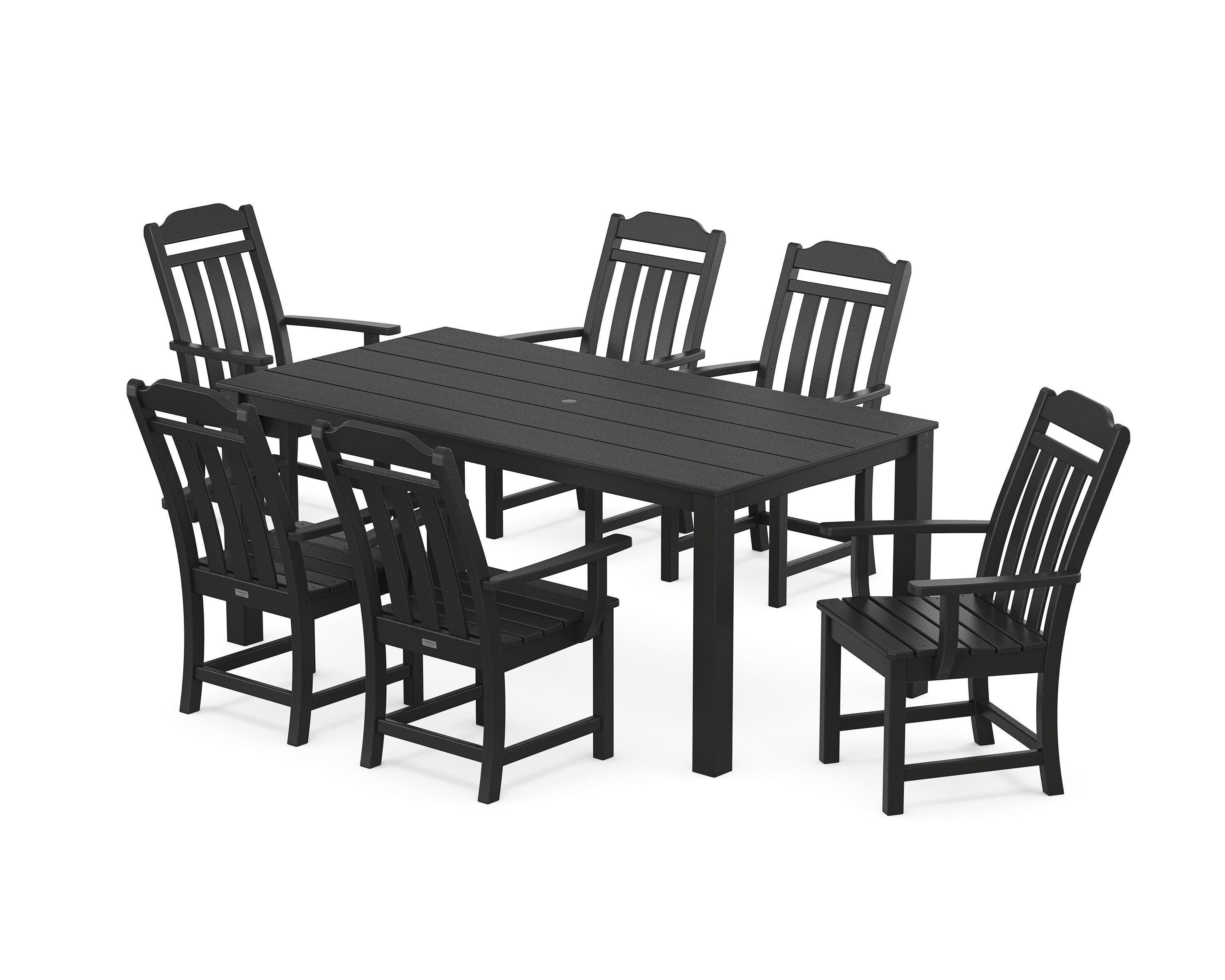 Cottage Arm Chair 7-Piece Parsons Dining Set in Black