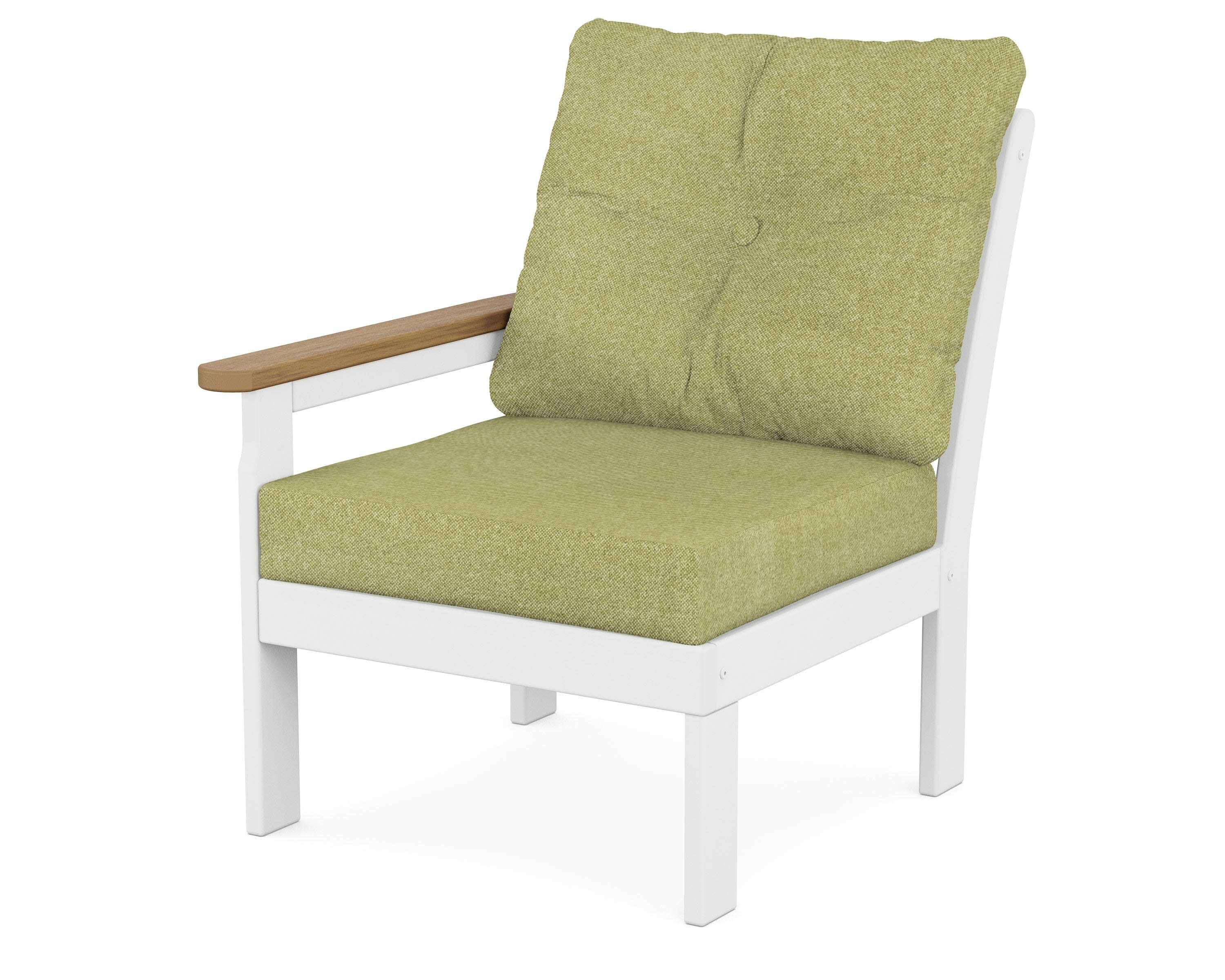 Vineyard Modular Left Arm Chair in White / Natural / Chartreuse Boucle