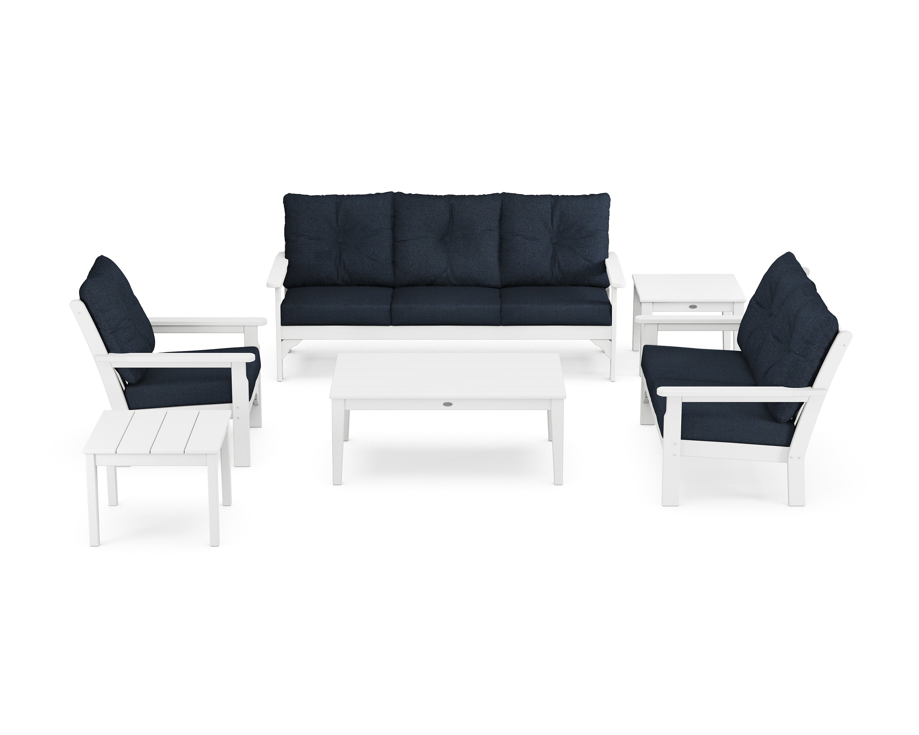 Vineyard 6-Piece Deep Seating Set in White / Marine Indigo