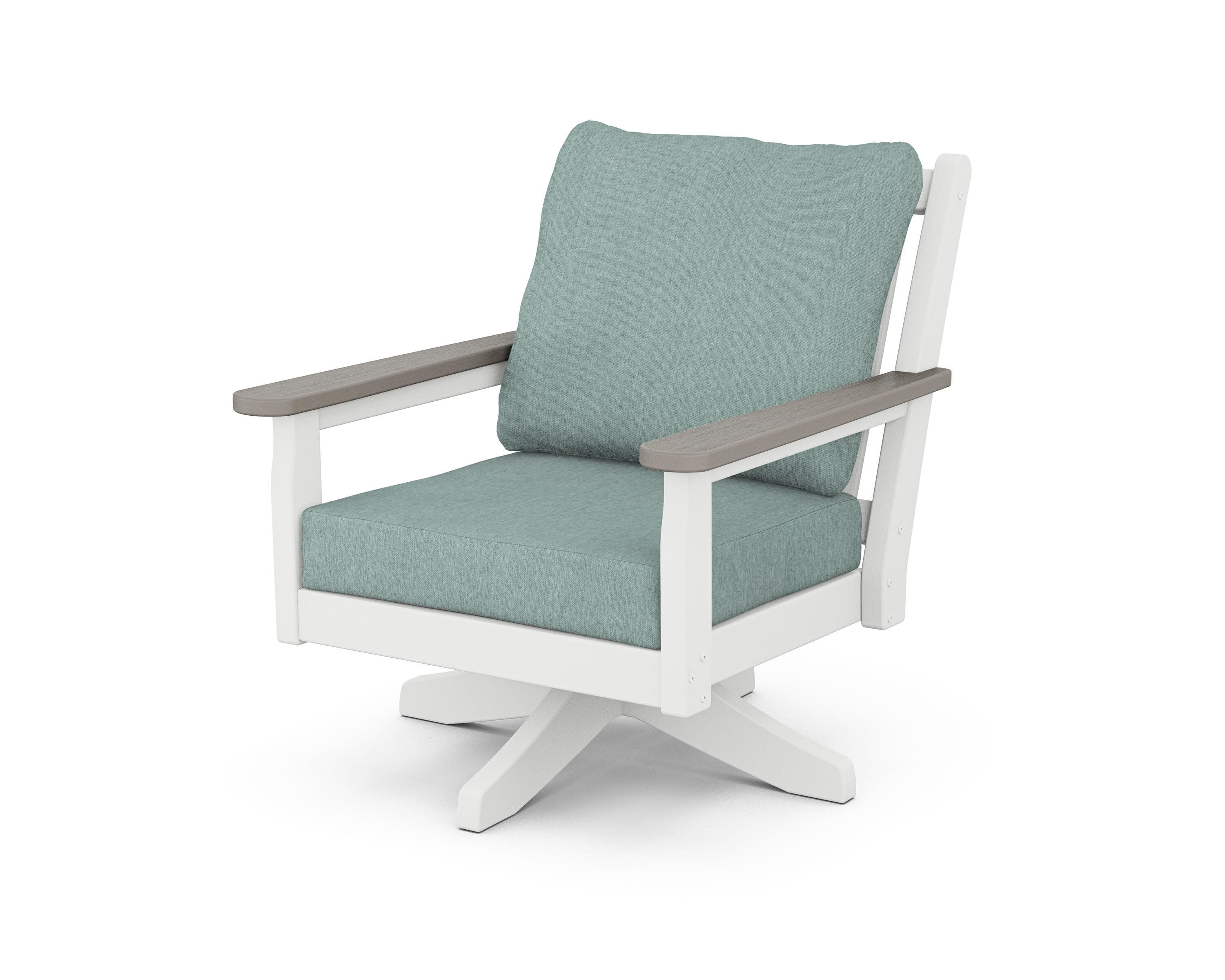 Chippendale Deep Seating Swivel Chair in White / Driftwood / Glacier Spa