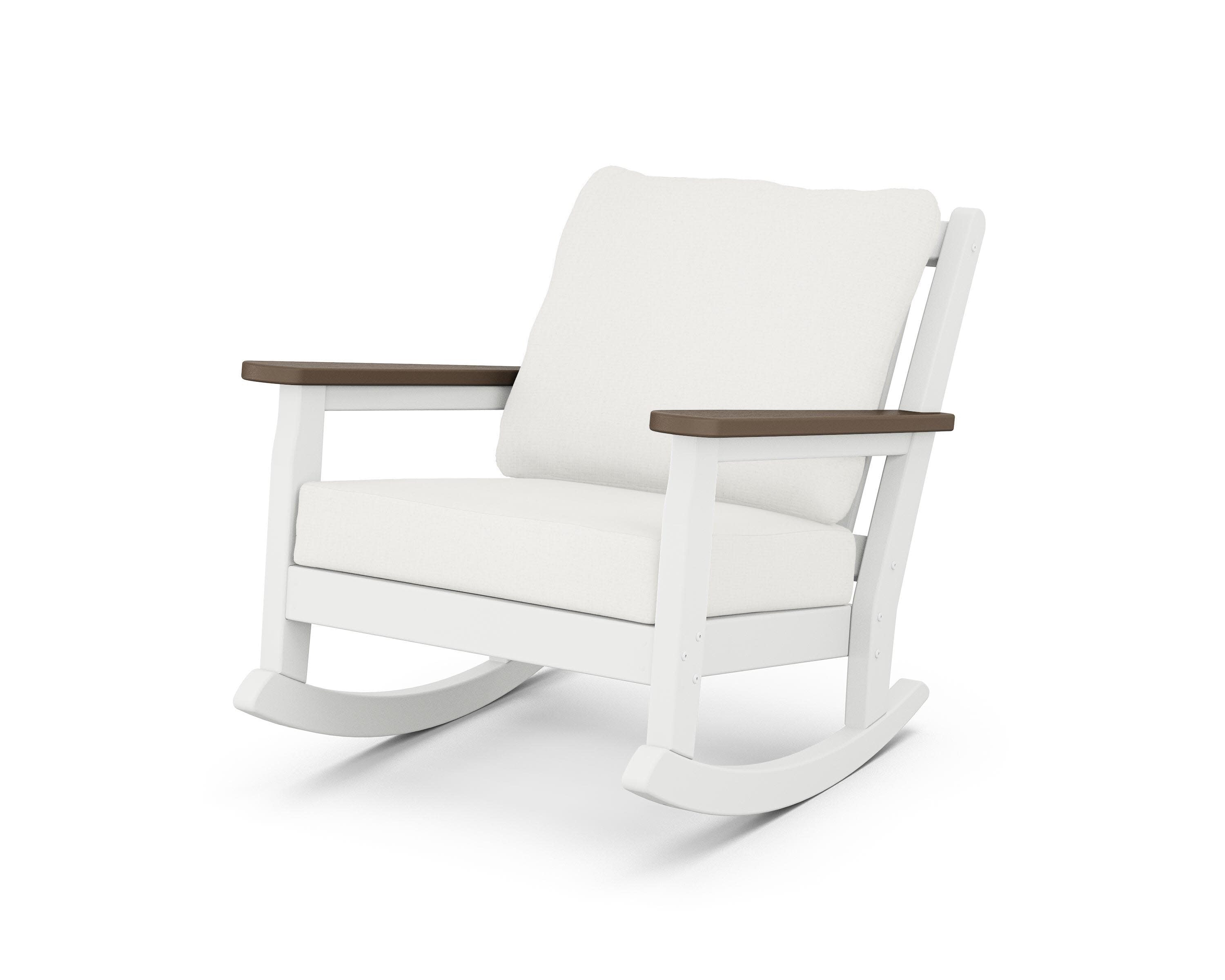 Chippendale Deep Seating Rocking Chair in White / Kona / Natural Linen