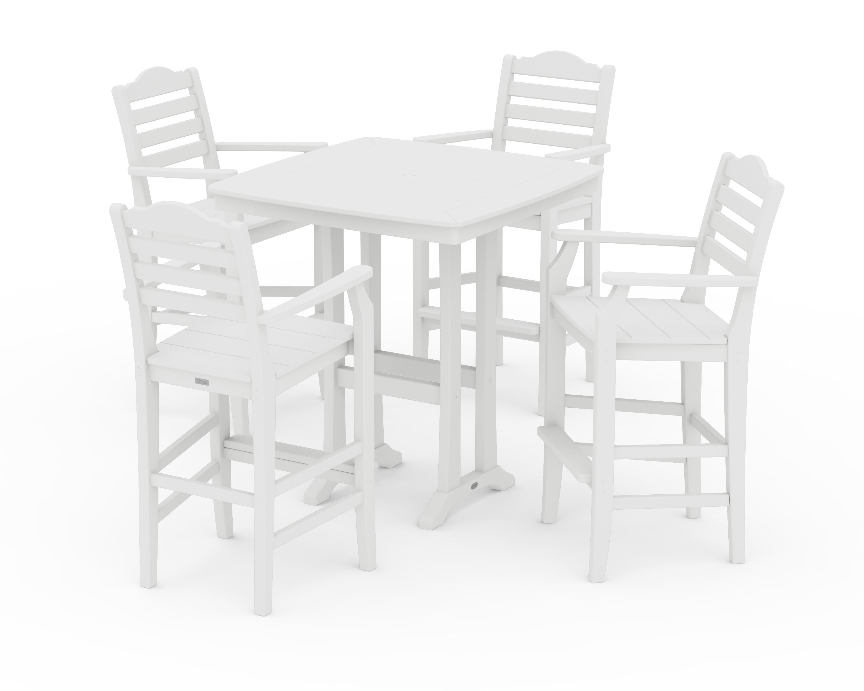 Savannah 5-Piece Bar Set with Trestle Legs in White