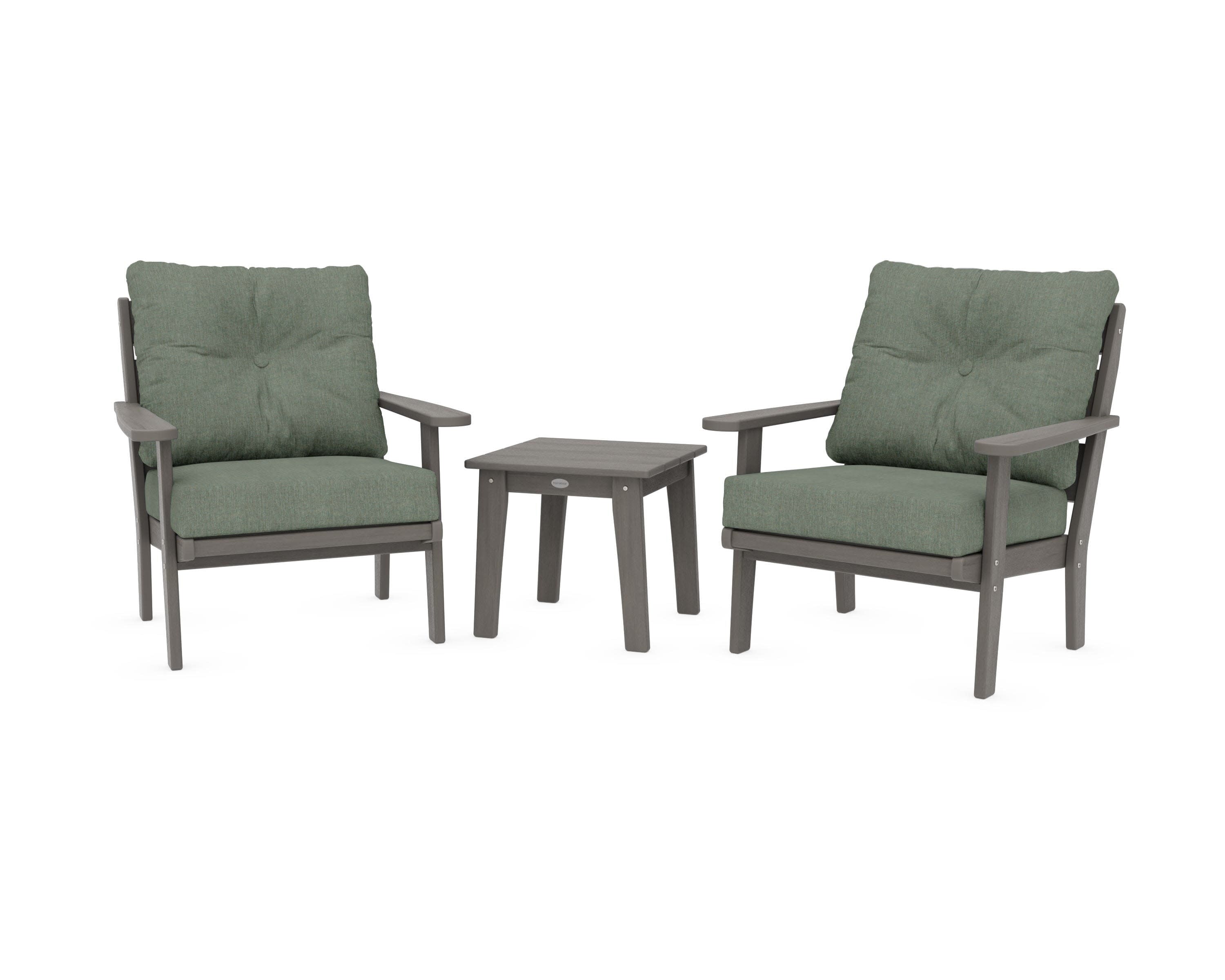 Lakeside 3-Piece Deep Seating Chair Set in Driftwood / Cast Sage