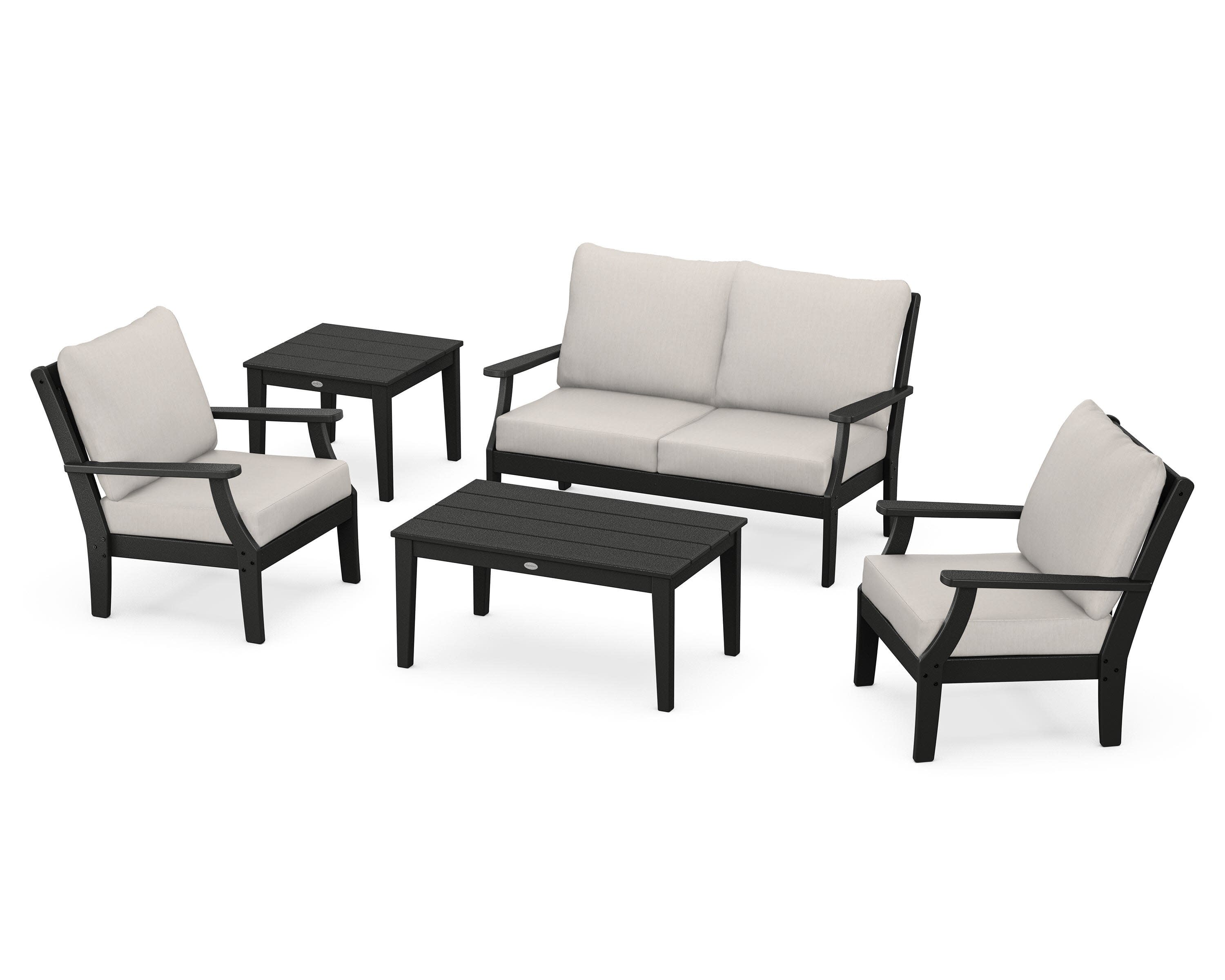 Braxton 5-Piece Deep Seating Set in Black / Cast Ash