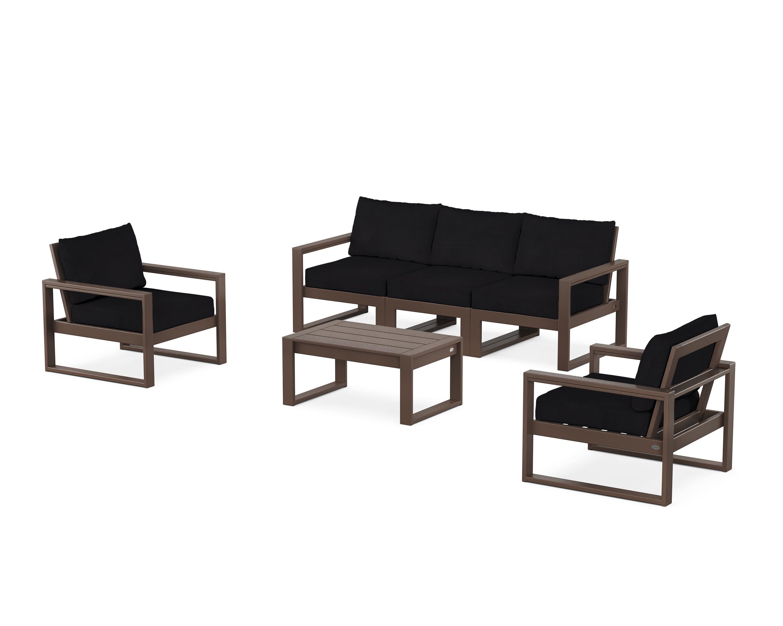 EDGE Sectional 4-Piece Deep Seating Set with Sofa in Mahogany / Midnight Linen