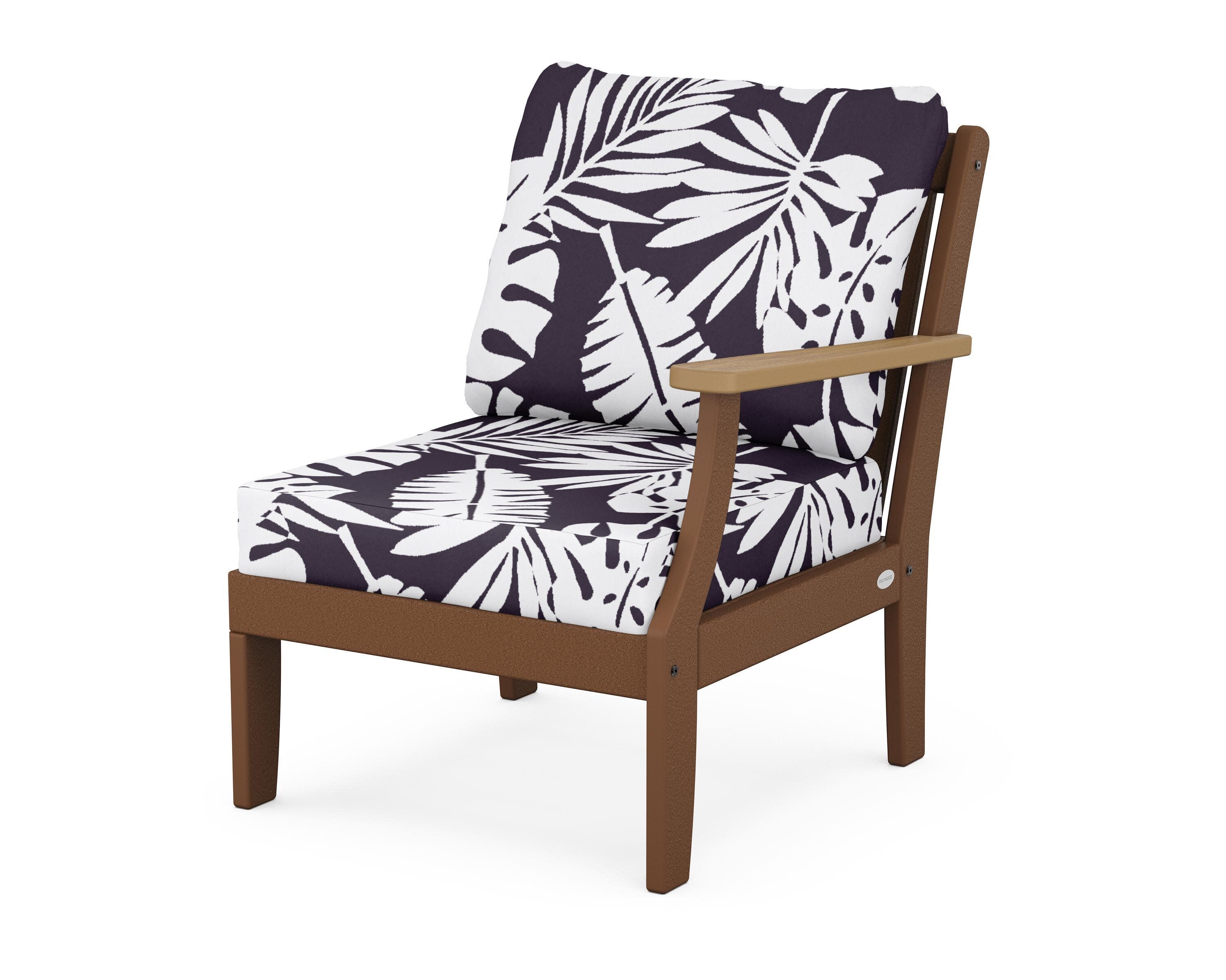Braxton Modular Right Arm Chair in Teak / Natural / Leaf Navy