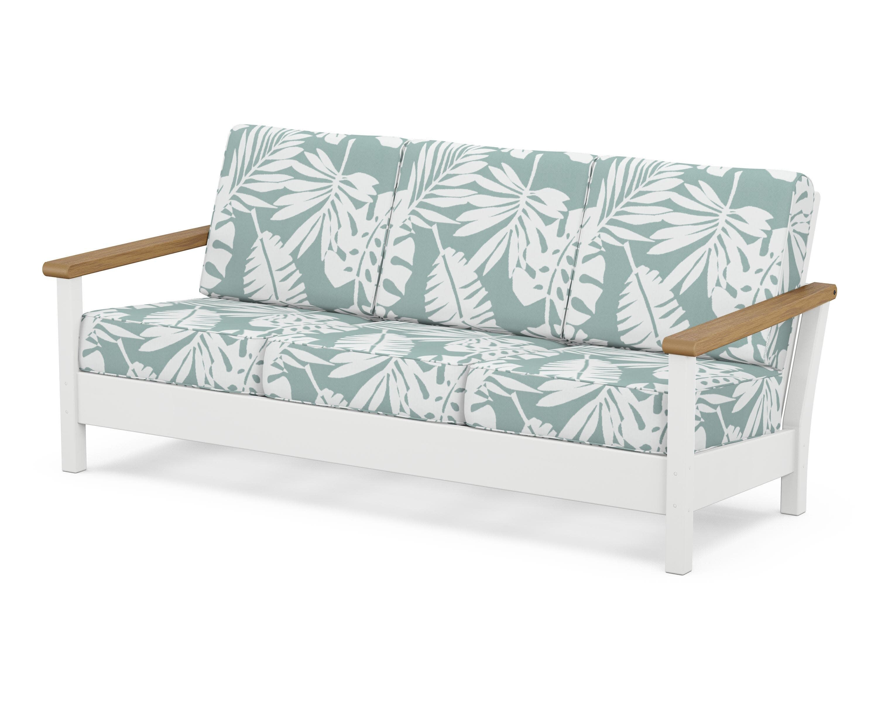 Harbour Deep Seating Sofa in White / Natural / Leaf Glacier Spa