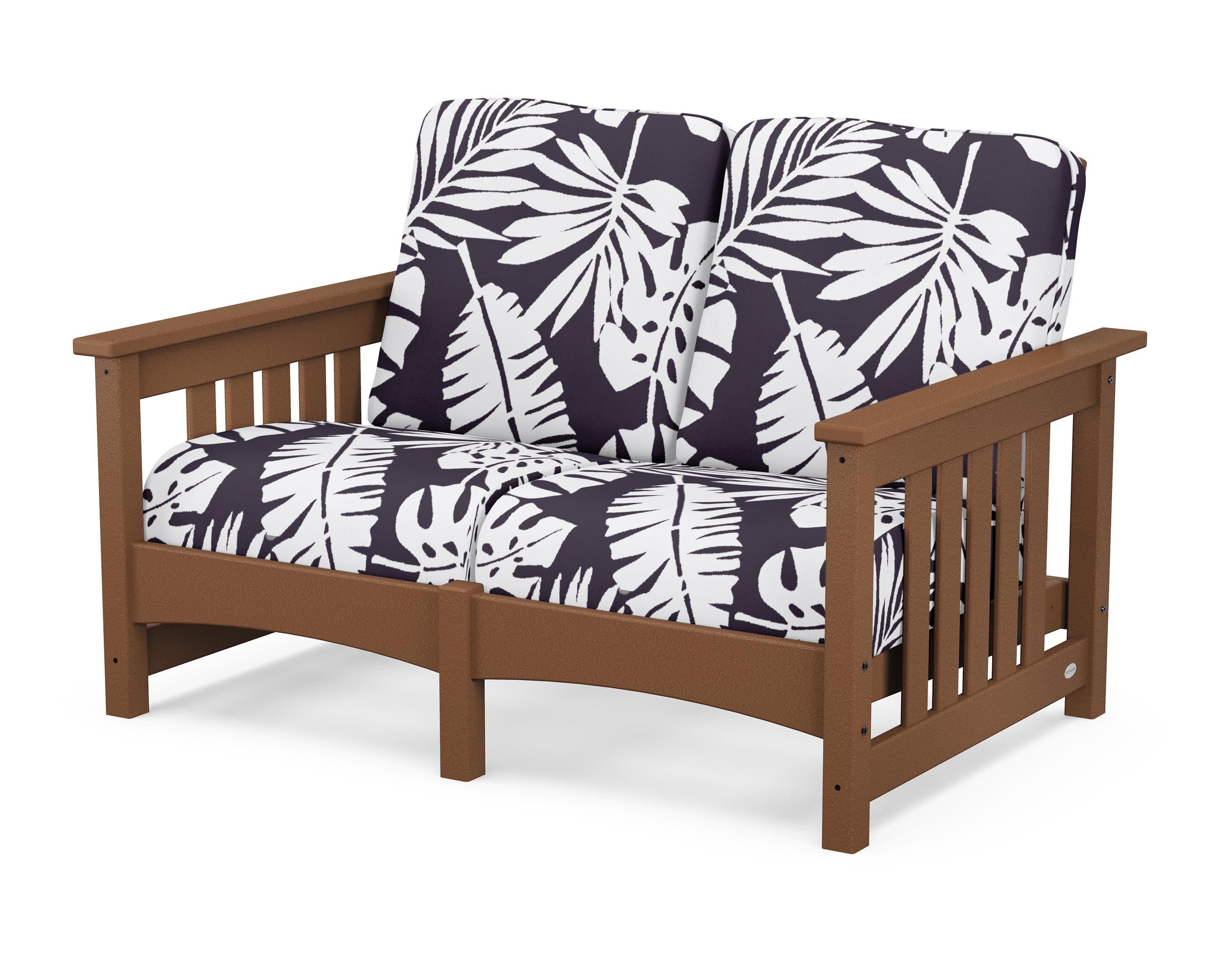Club Mission Loveseat in Teak / Leaf Navy