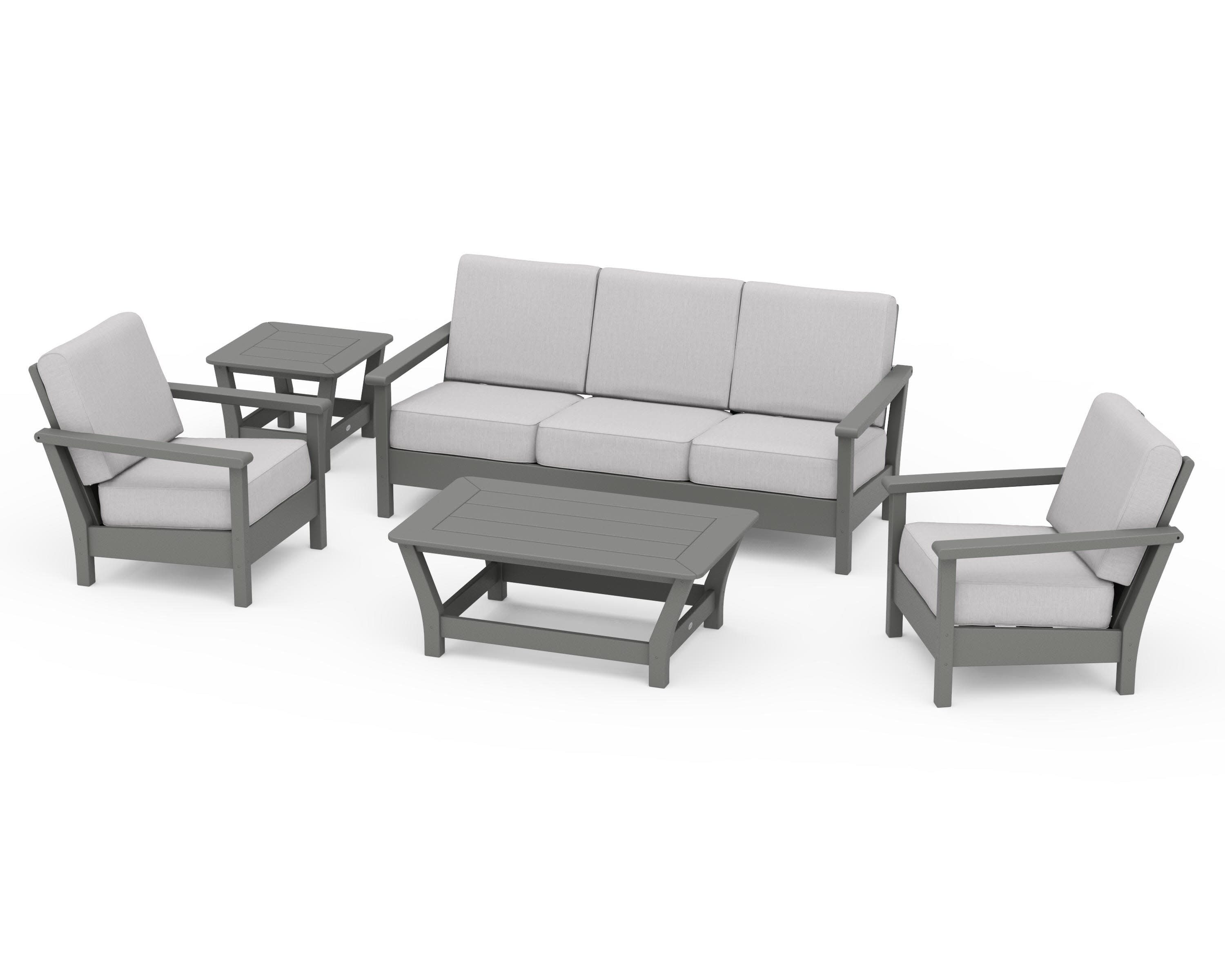 Harbour 5-Piece Deep Seating Set in Slate Grey / Granite