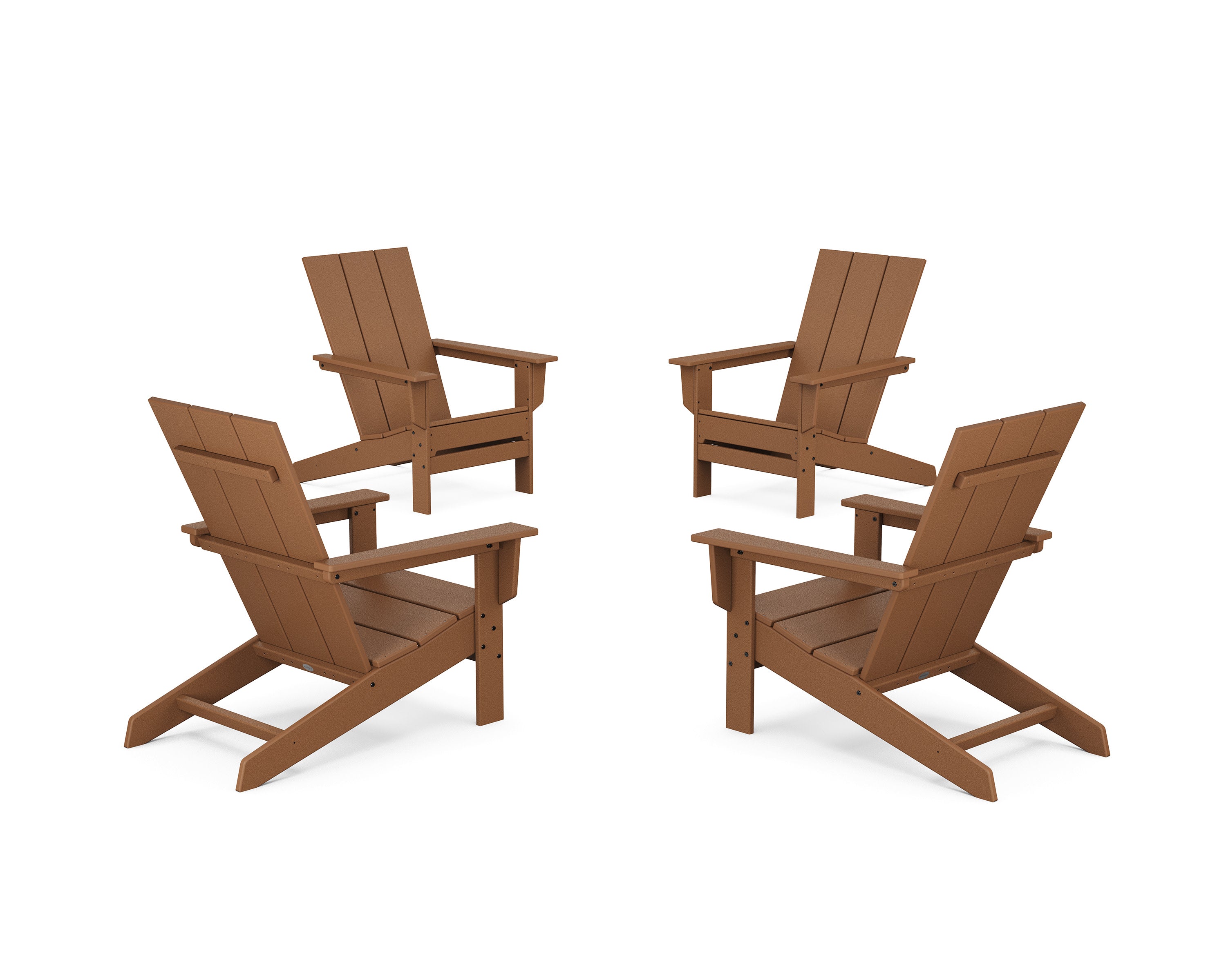 4-Piece Modern Studio Adirondack Chair Conversation Set in Teak