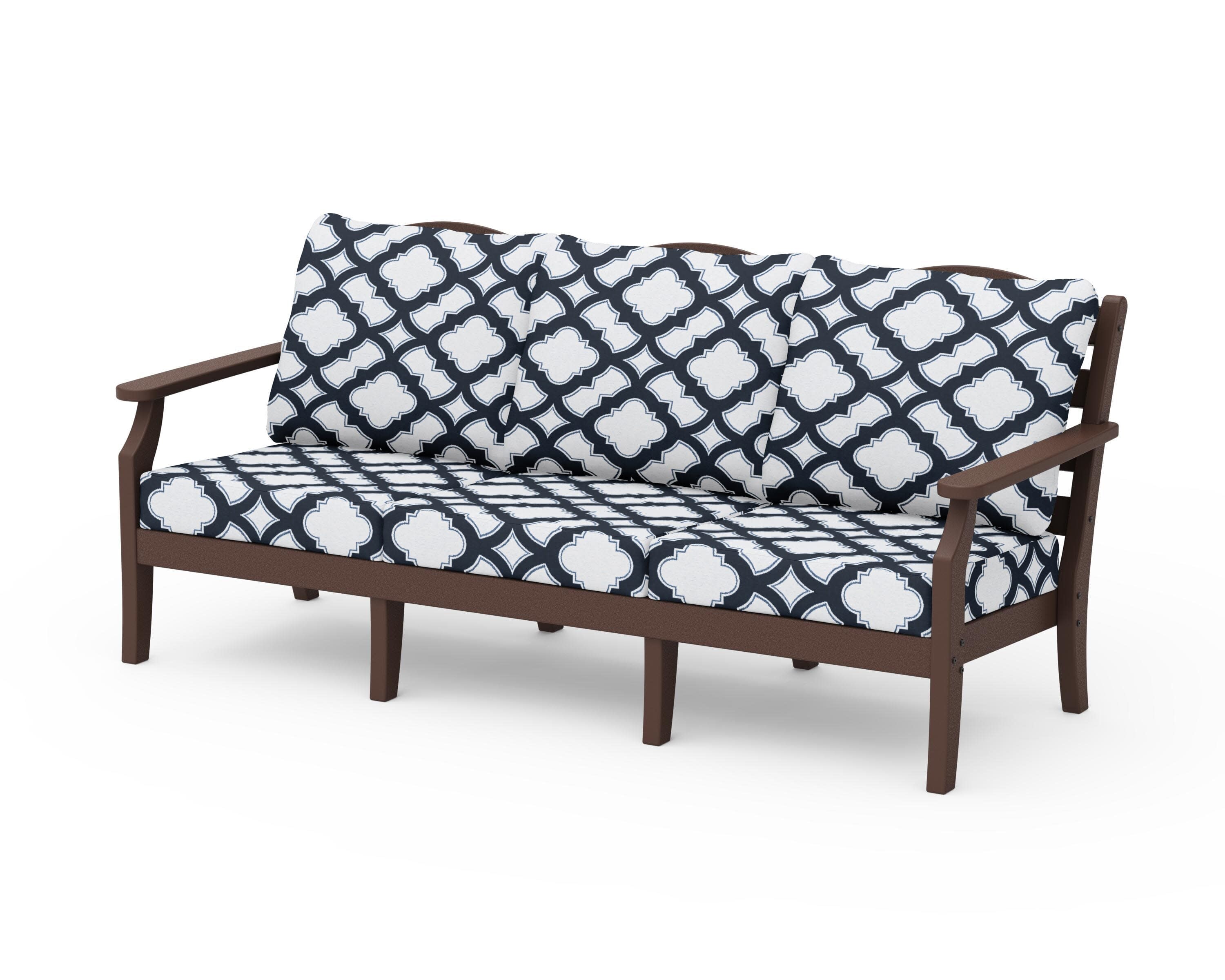 Savannah Deep Seating Sofa in Mahogany / Trellis Marine Indigo