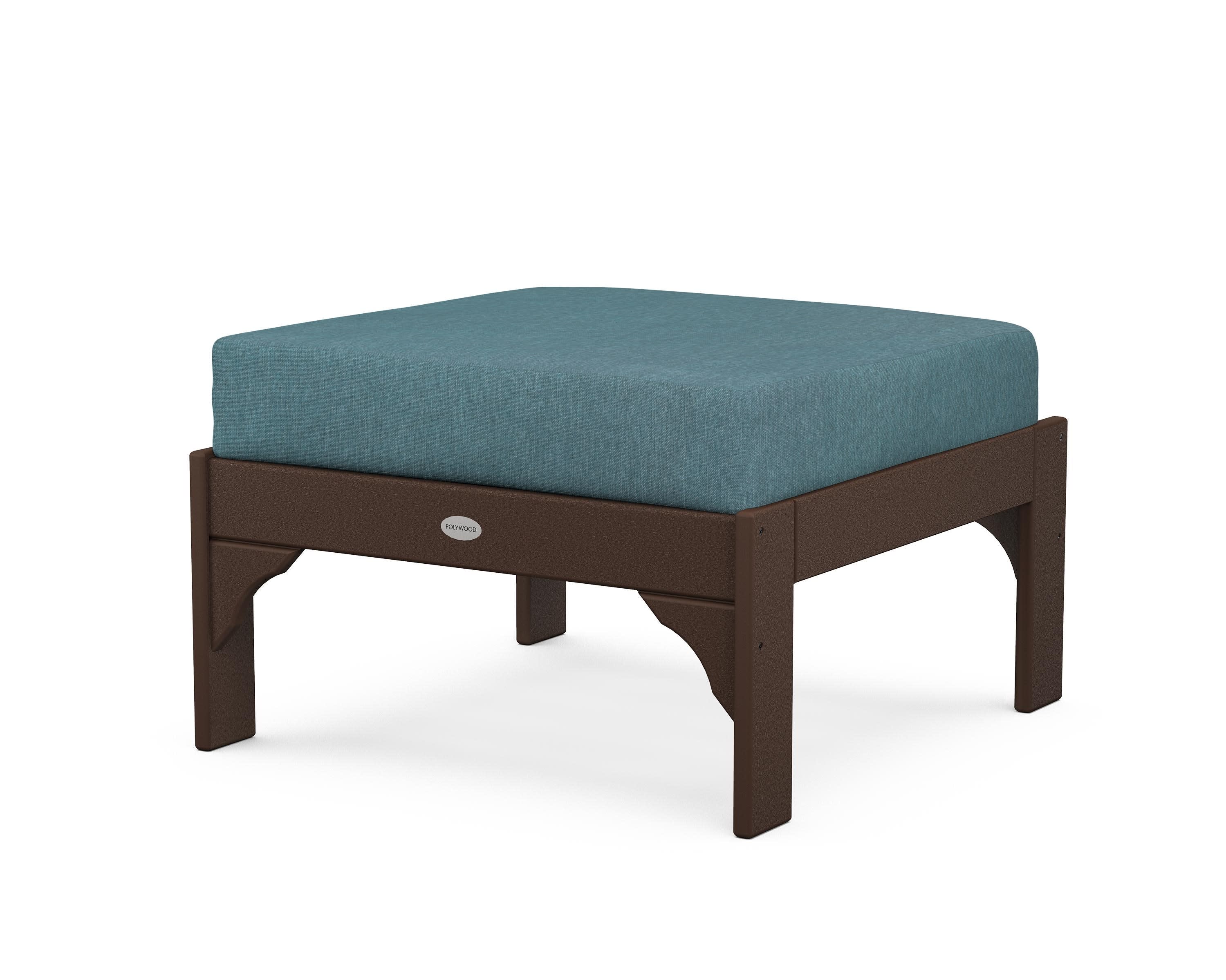 Vineyard Deep Seating Ottoman in Mahogany / Ocean Teal