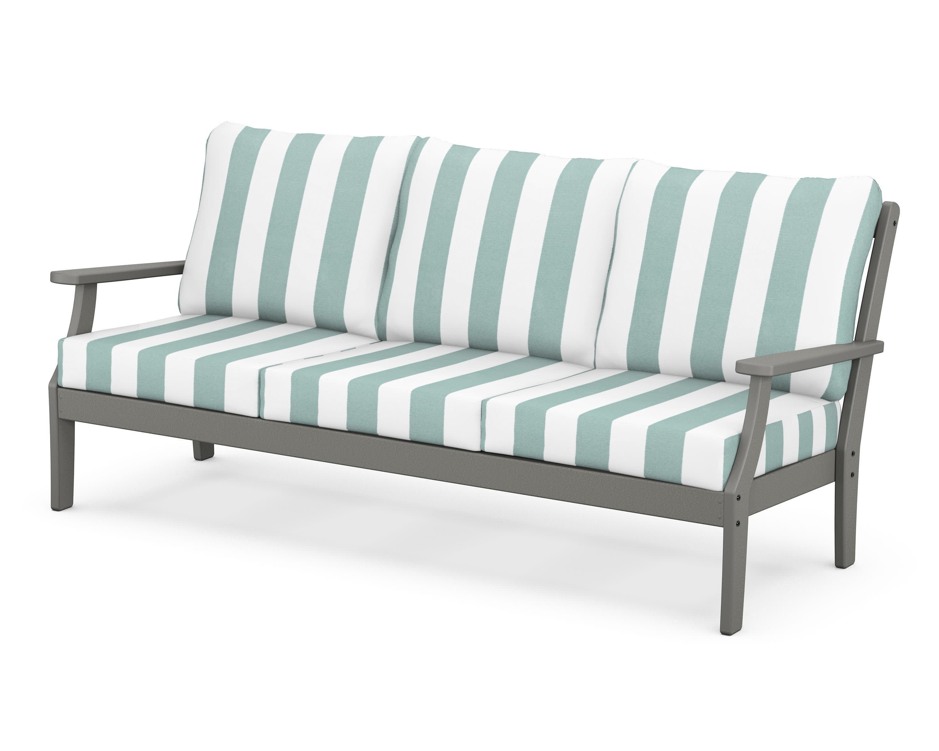 Braxton Deep Seating Sofa in Slate Grey / Cabana Stripe Glacier Spa