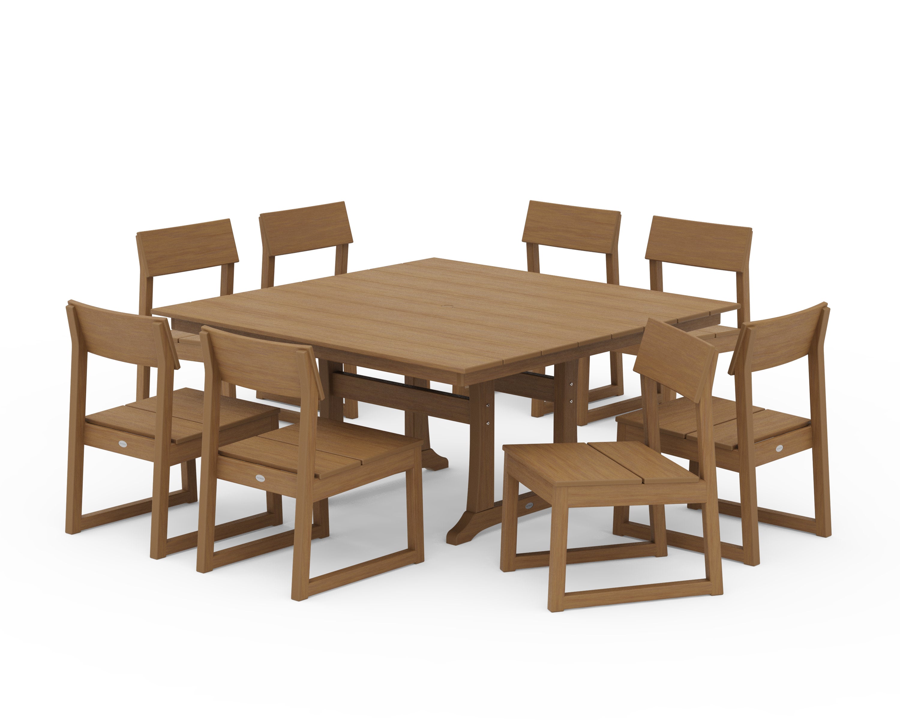 EDGE 9-Piece Farmhouse Trestle Dining Set in Natural