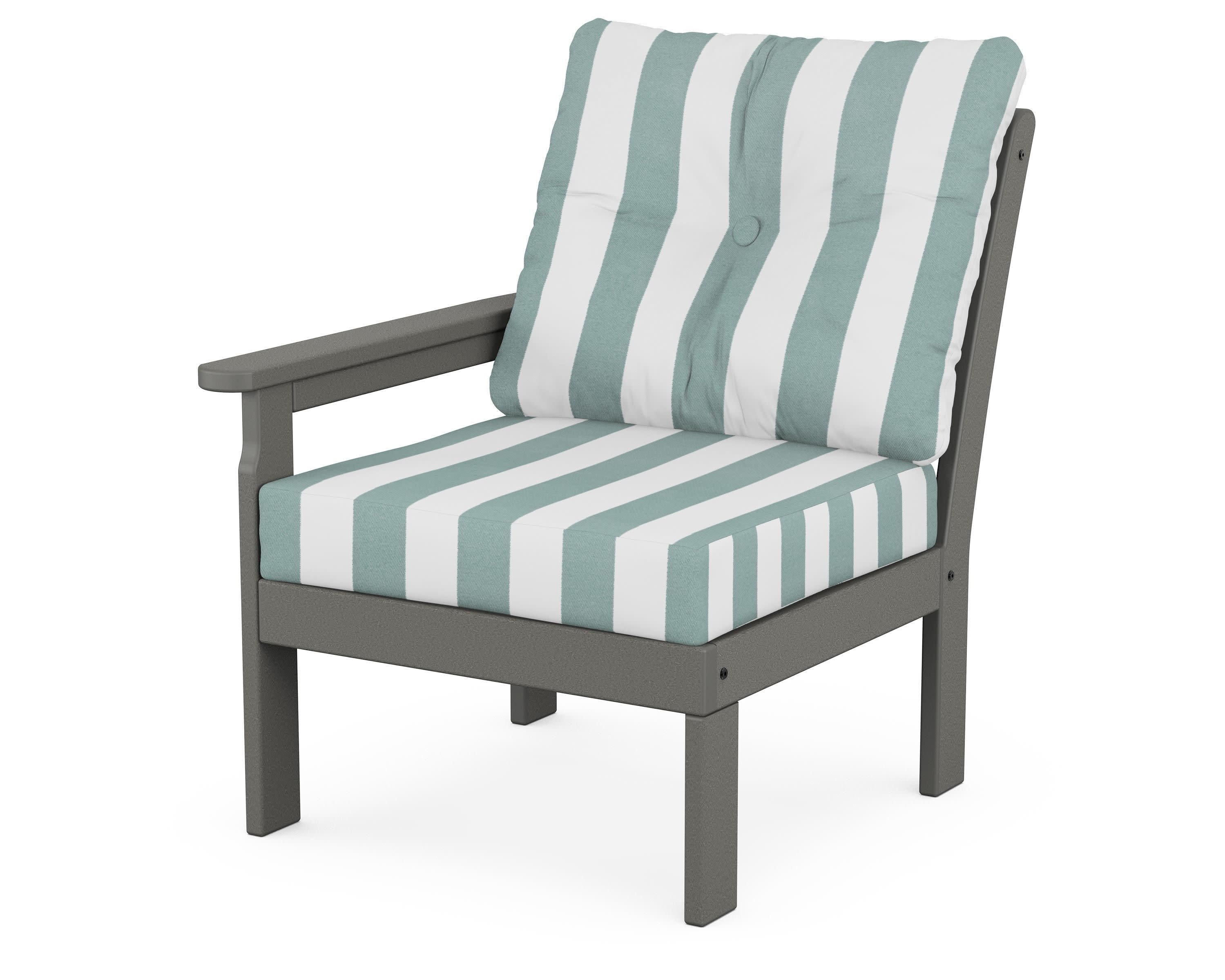 Vineyard Modular Left Arm Chair in Slate Grey / Cabana Stripe Glacier Spa