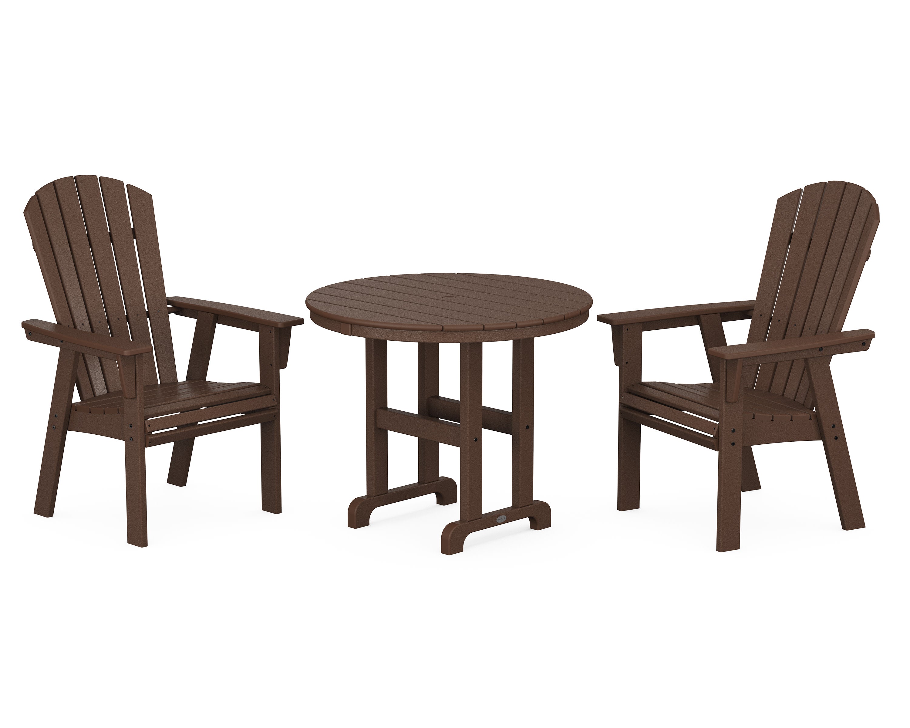 Nautical Adirondack 3-Piece Round Dining Set in Mahogany