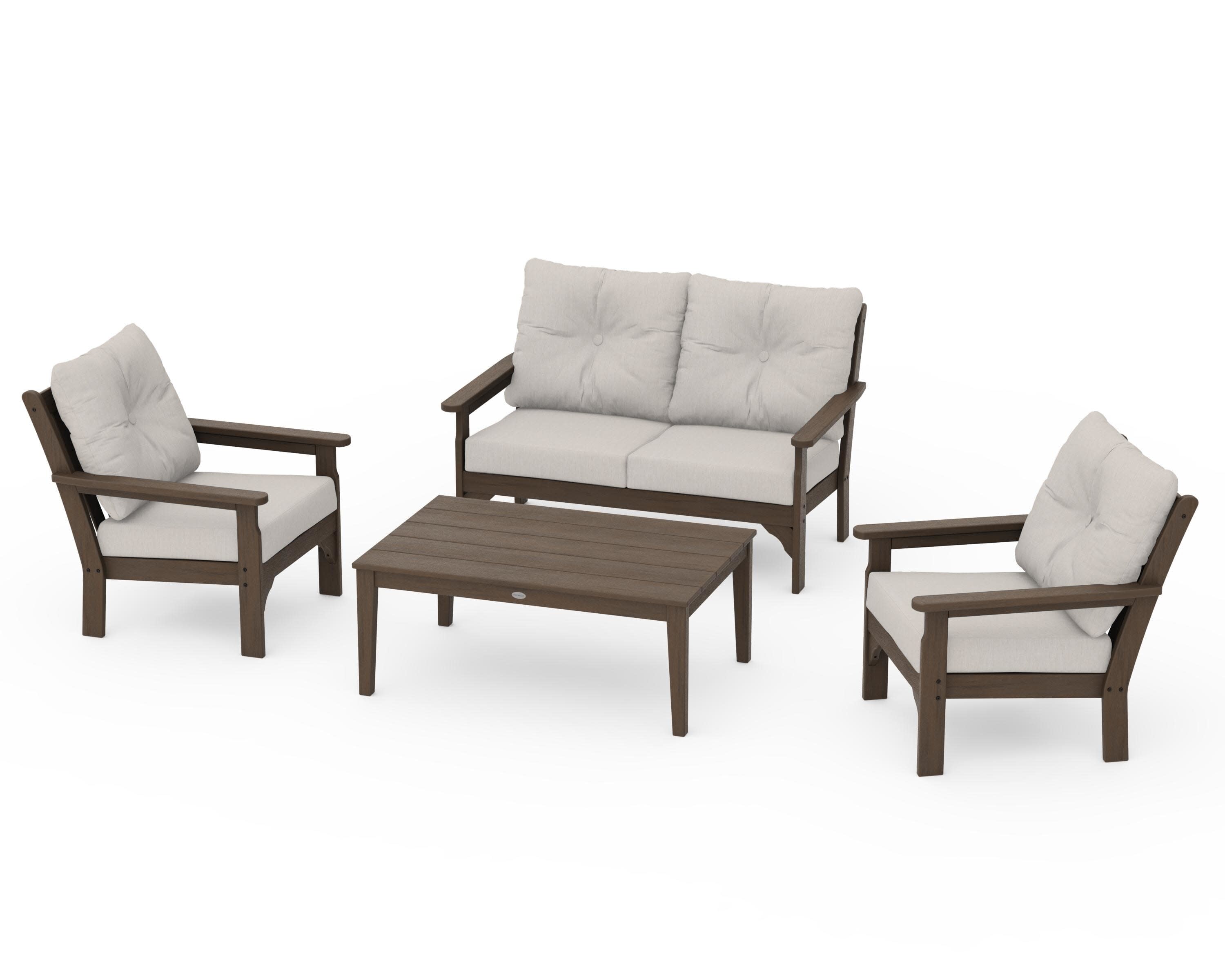 Vineyard 4-Piece Deep Seating Set in Kona / Cast Ash