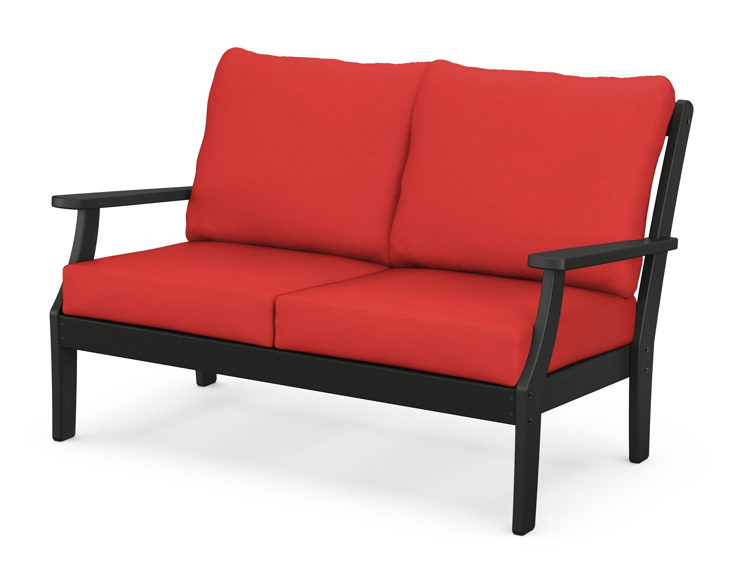 Braxton Deep Seating Loveseat in Black / Crimson Linen