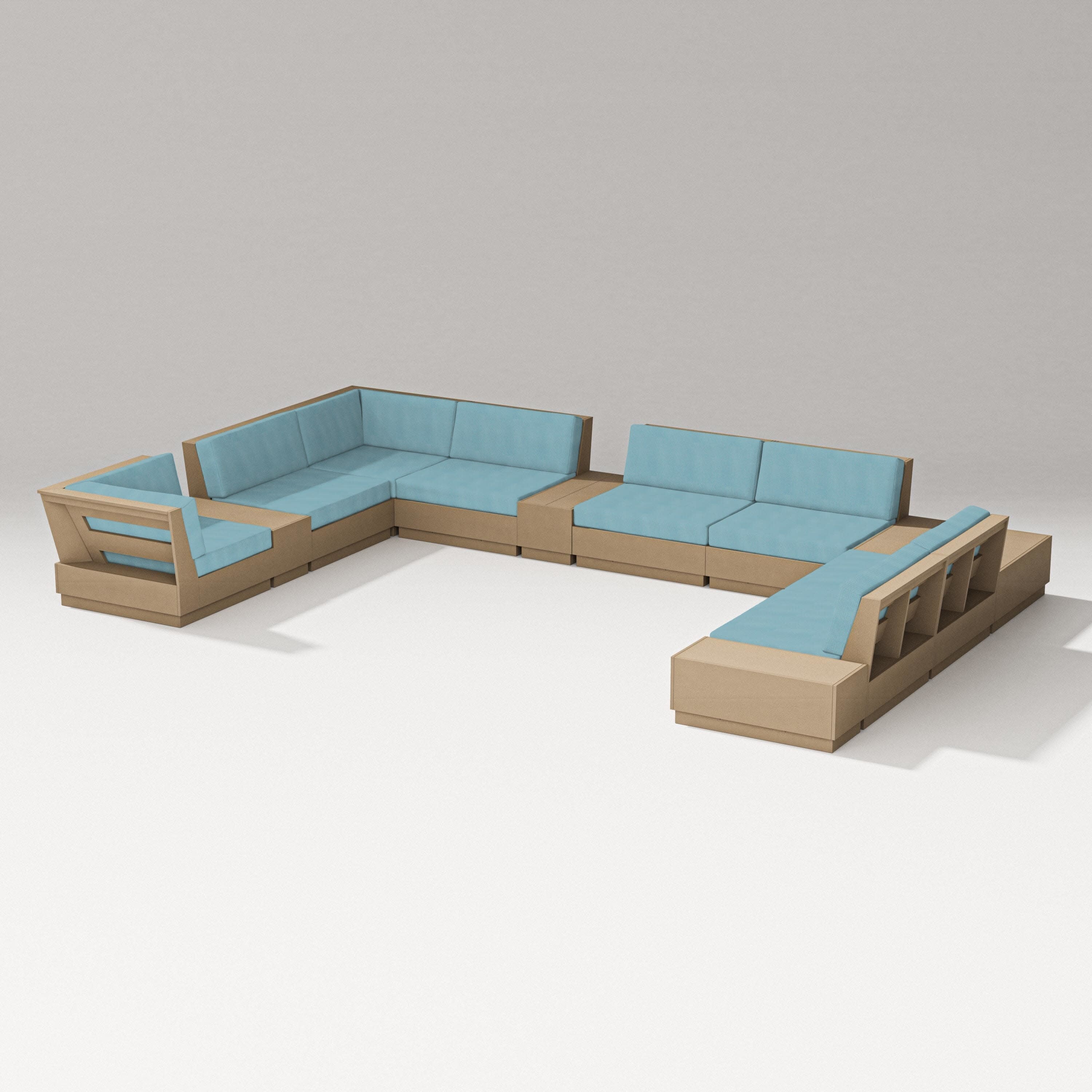 Elevate 12-Piece Conversation Sectional Set in Vintage Sahara / Lattice Sky Blue