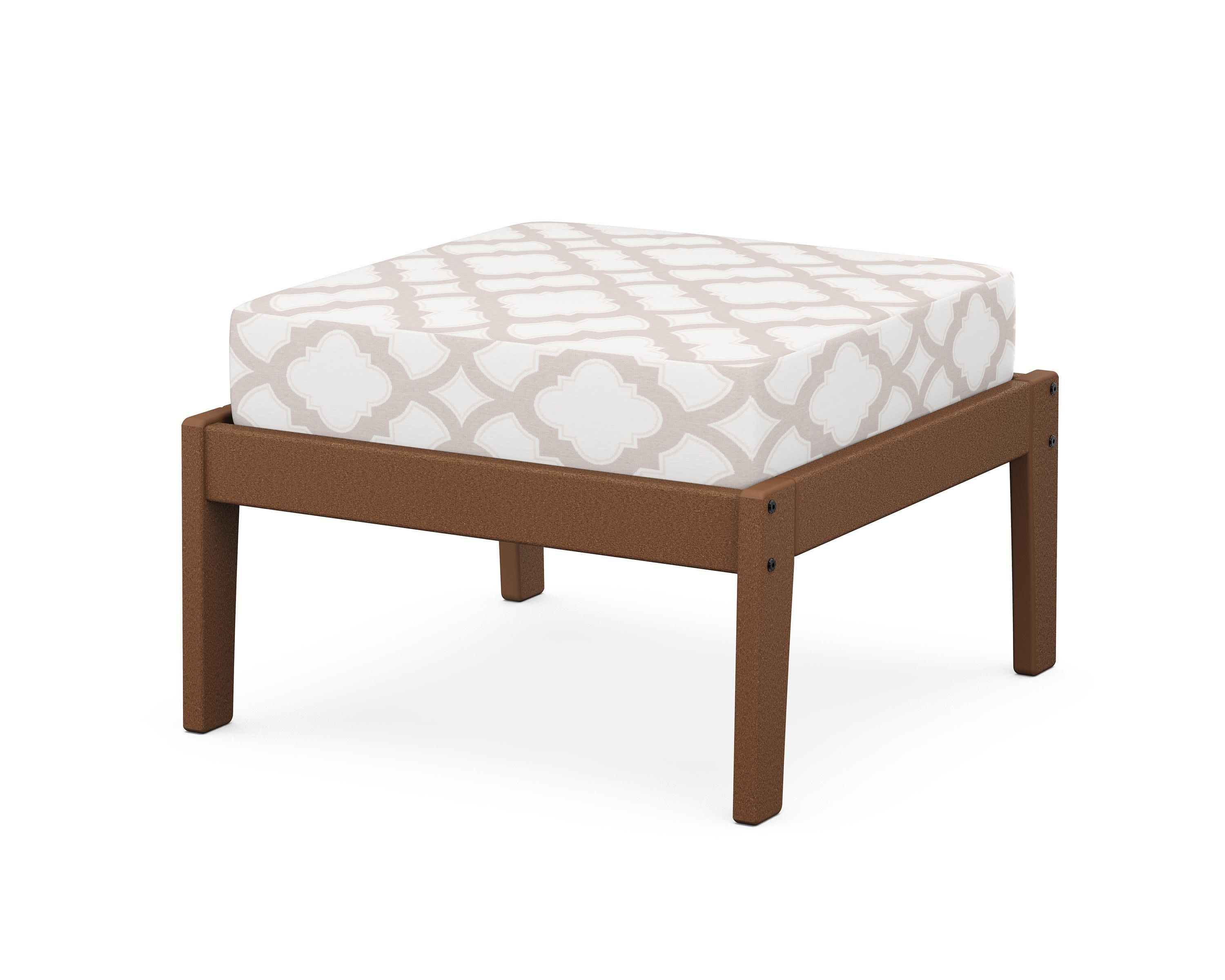 Deep Seating Ottoman in Teak / Trellis Dune Burlap
