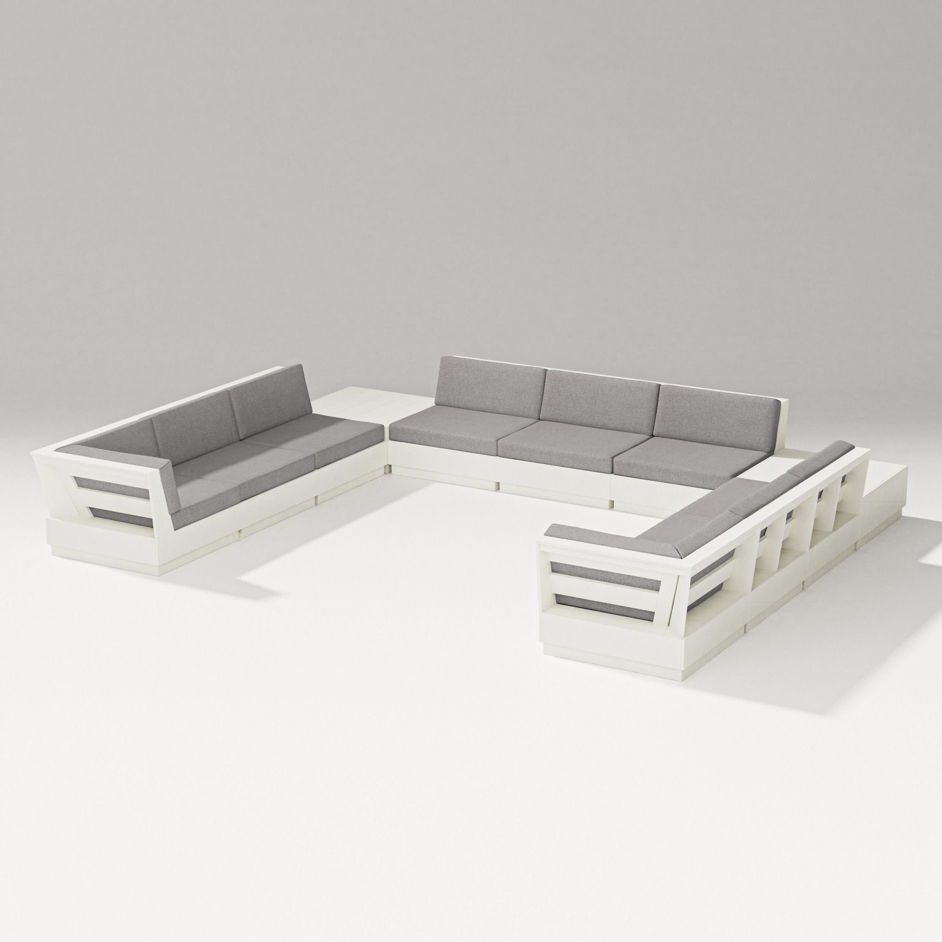 Elevate 11-Piece U-Shaped Sofa Sectional in Vintage White / Grey Mist