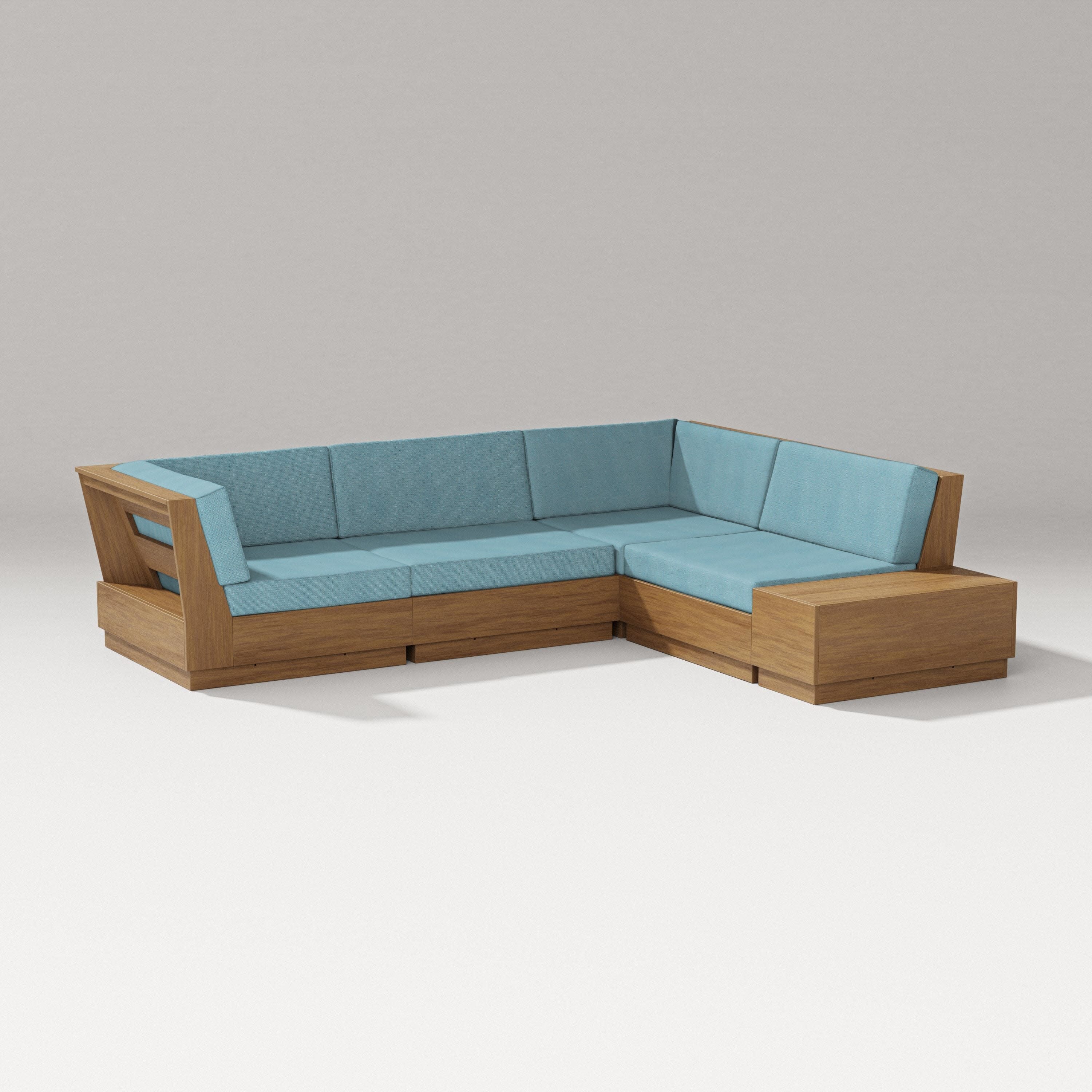 Elevate Corner Sectional in Natural / Lattice Sky Blue
