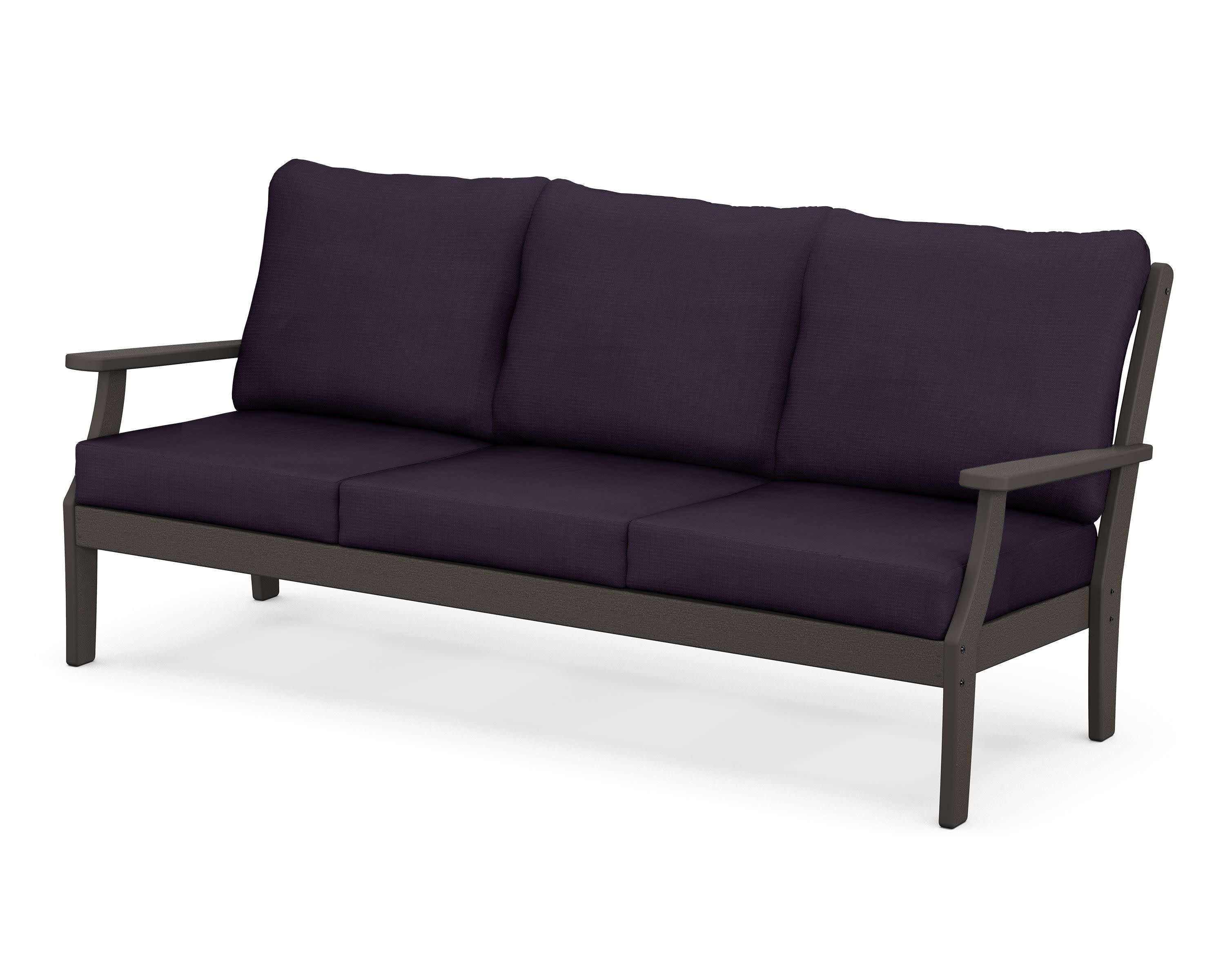 Braxton Deep Seating Sofa in Vintage Coffee / Navy Linen