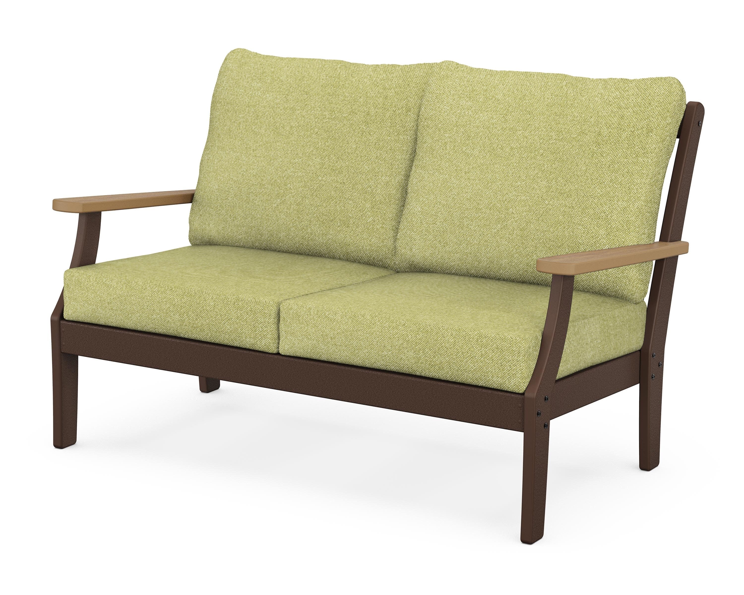 Braxton Deep Seating Loveseat in Mahogany / Natural / Chartreuse Boucle