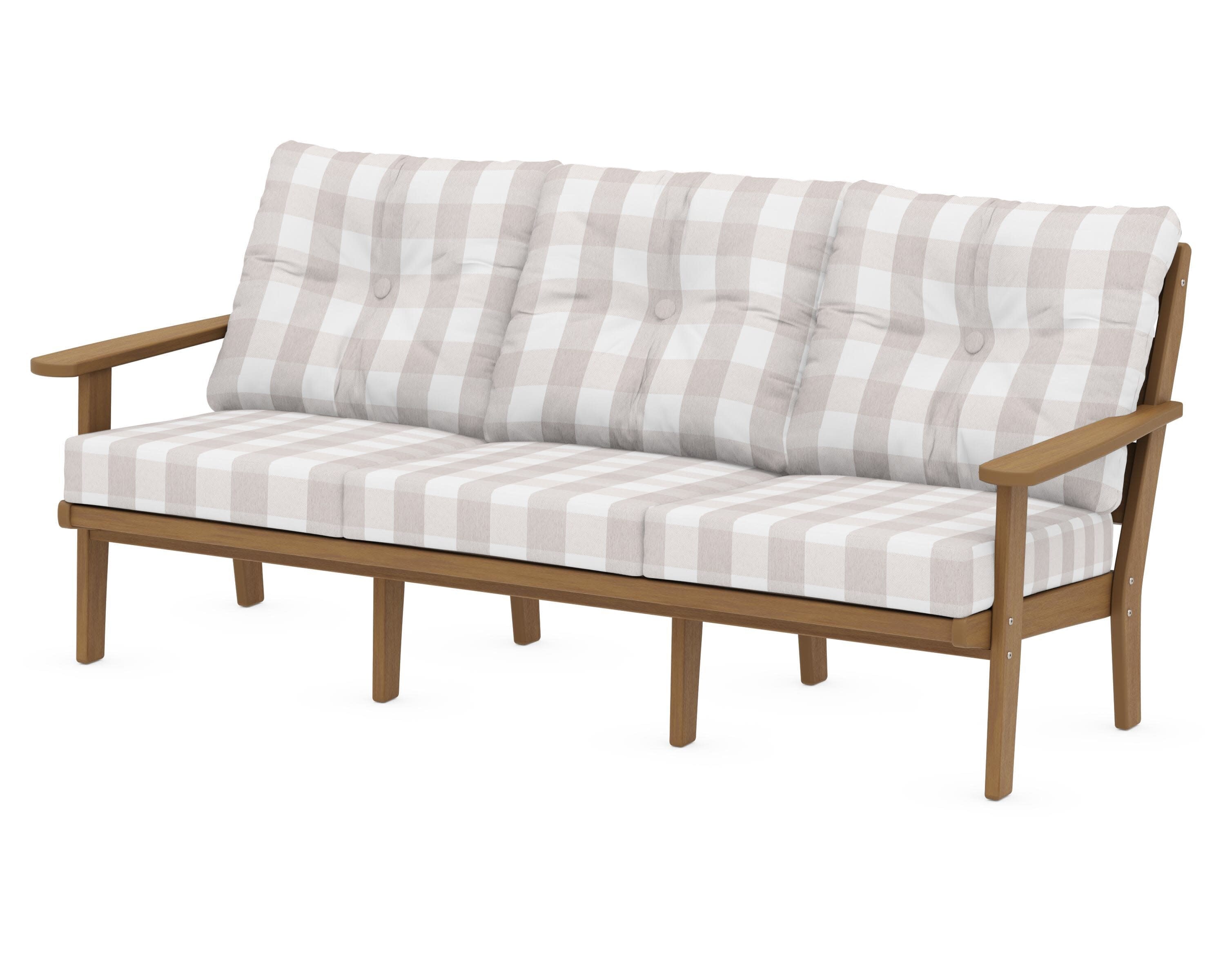 Lakeside Deep Seating Sofa in Natural / Buffalo Plaid Dune Burlap