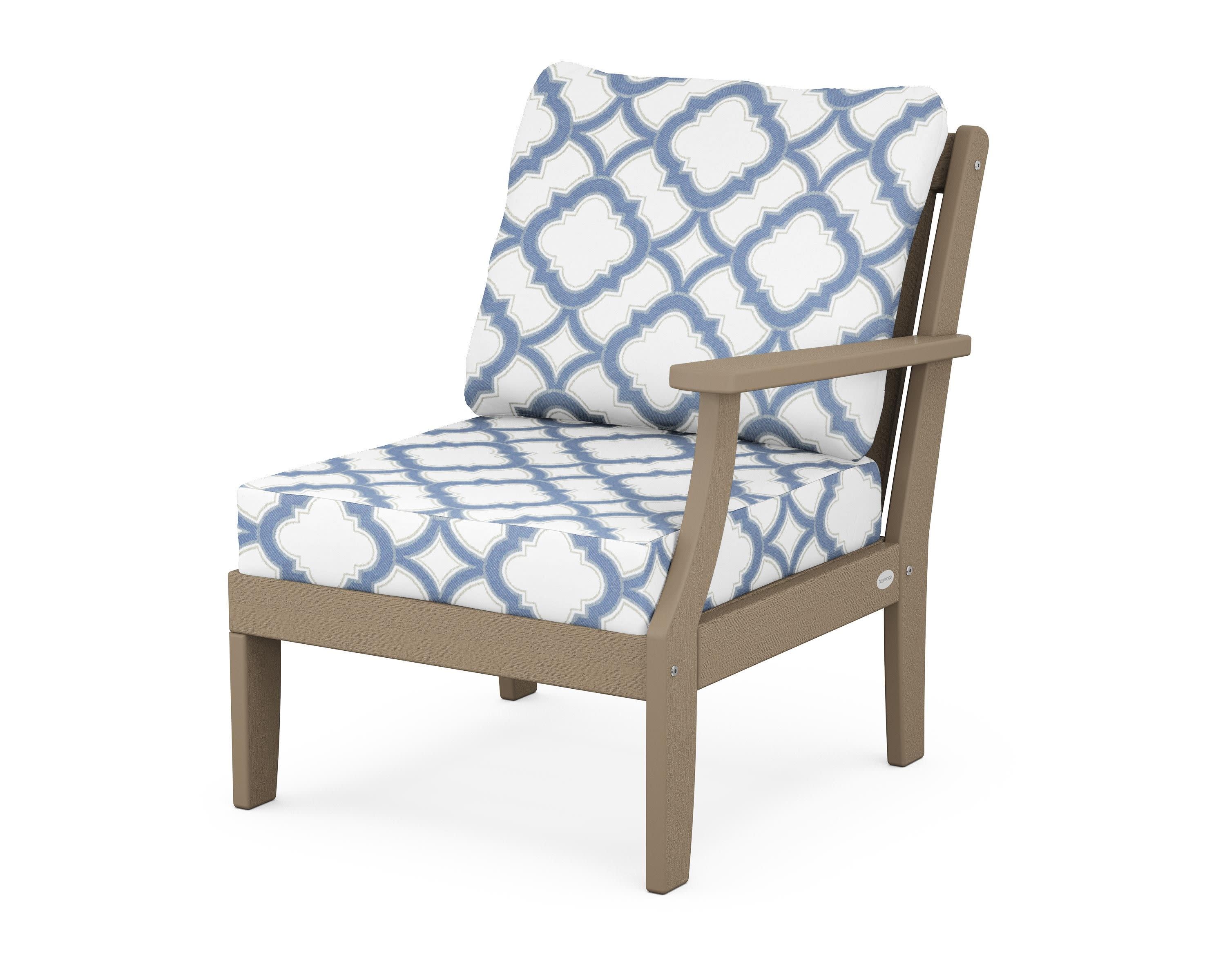 Braxton Modular Right Arm Chair in Vintage Sahara / Trellis Sky Blue