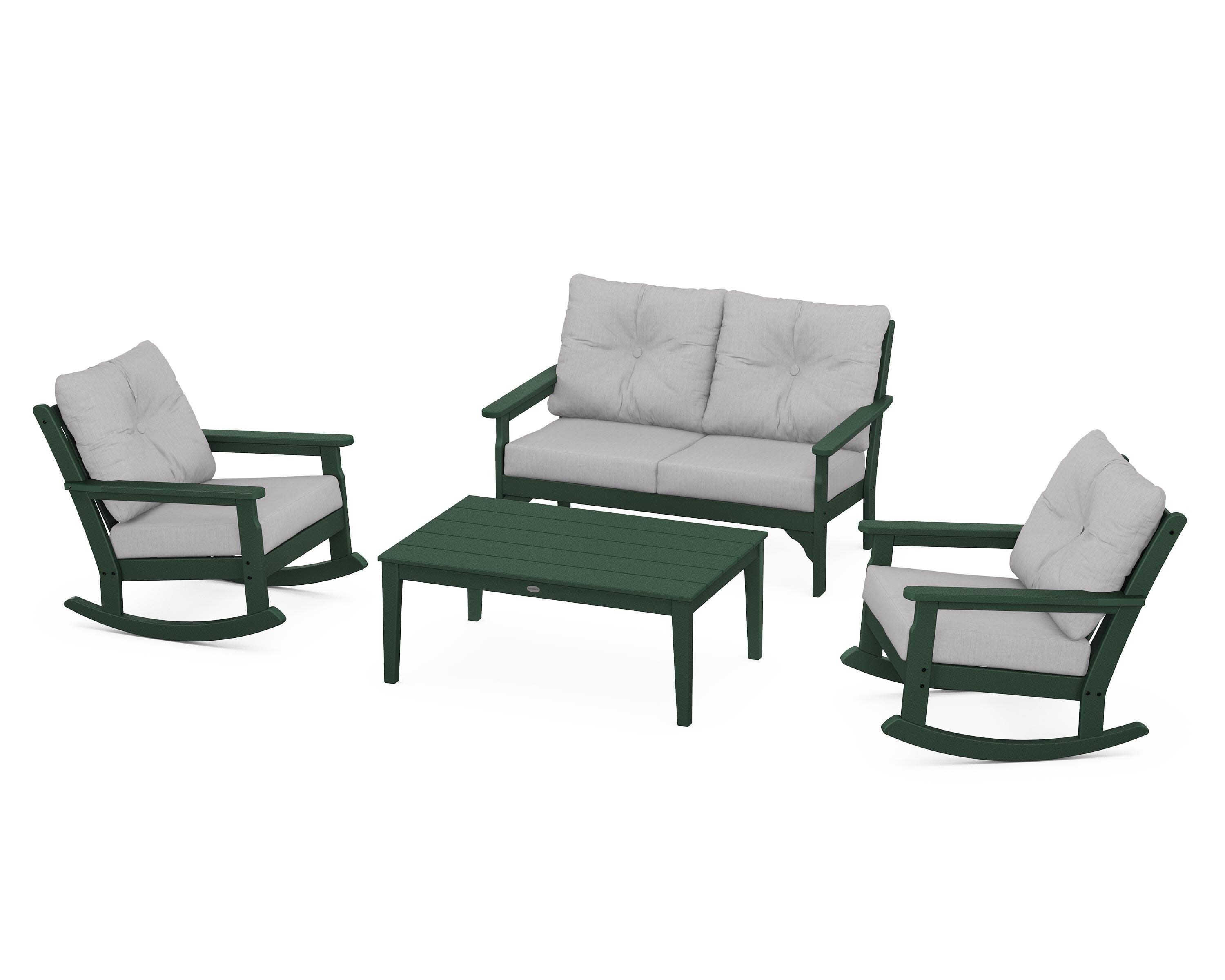 Vineyard 4-Piece Deep Seating Rocking Chair Set in Green / Granite