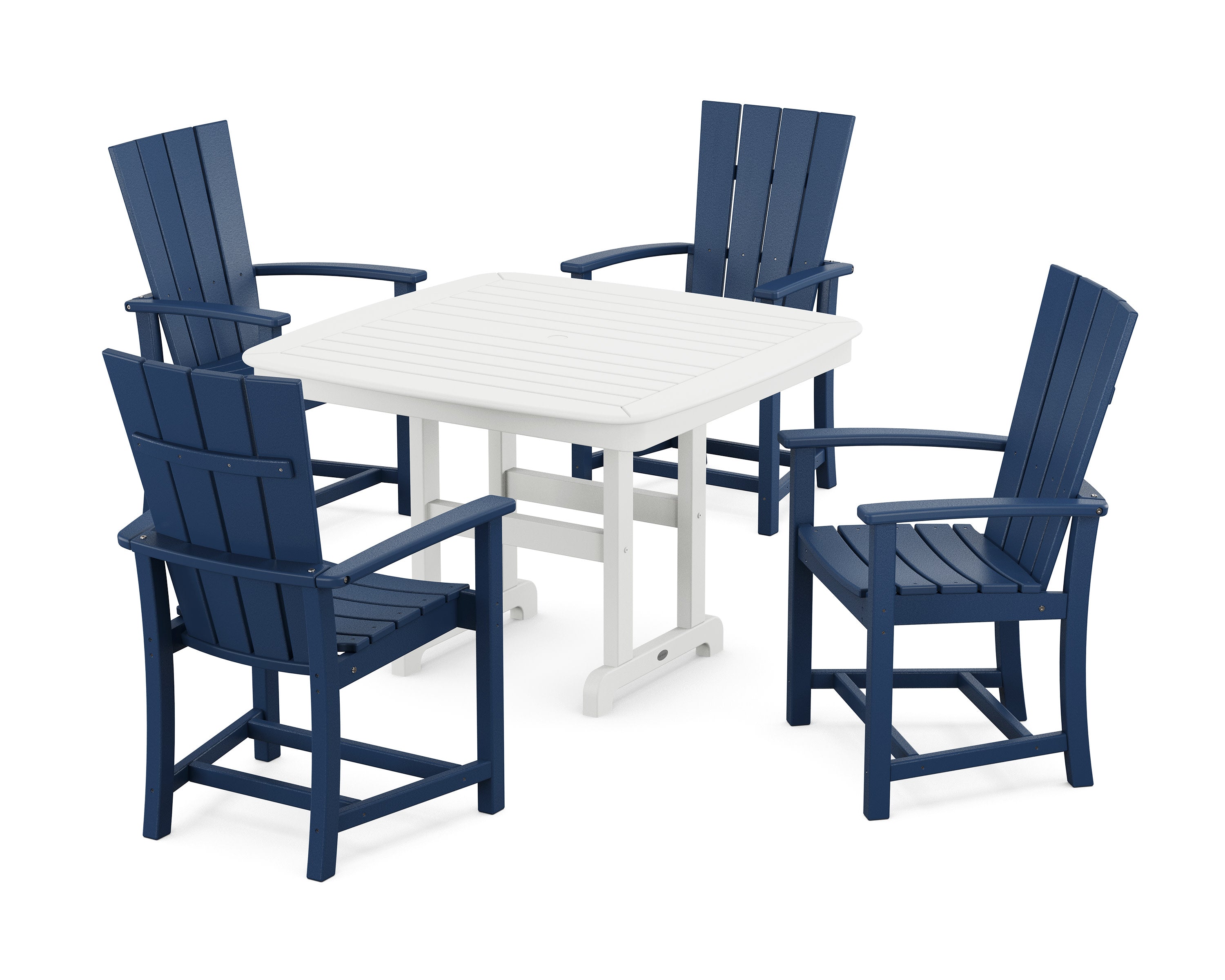 Quattro 5-Piece Dining Set with Trestle Legs in Navy / White