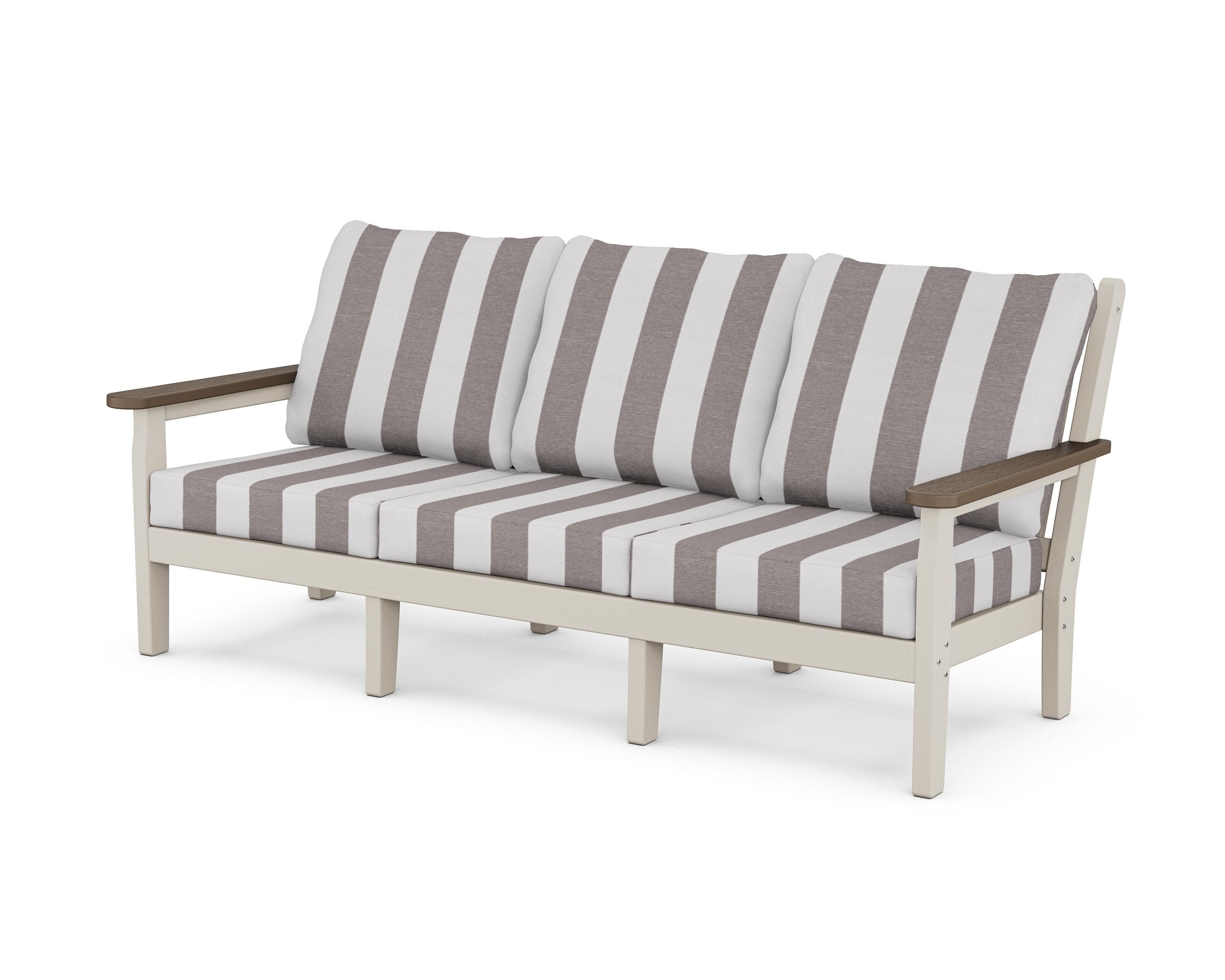 Chippendale Deep Seating Sofa in Sand / Kona / Cabana Stripe Grey Mist