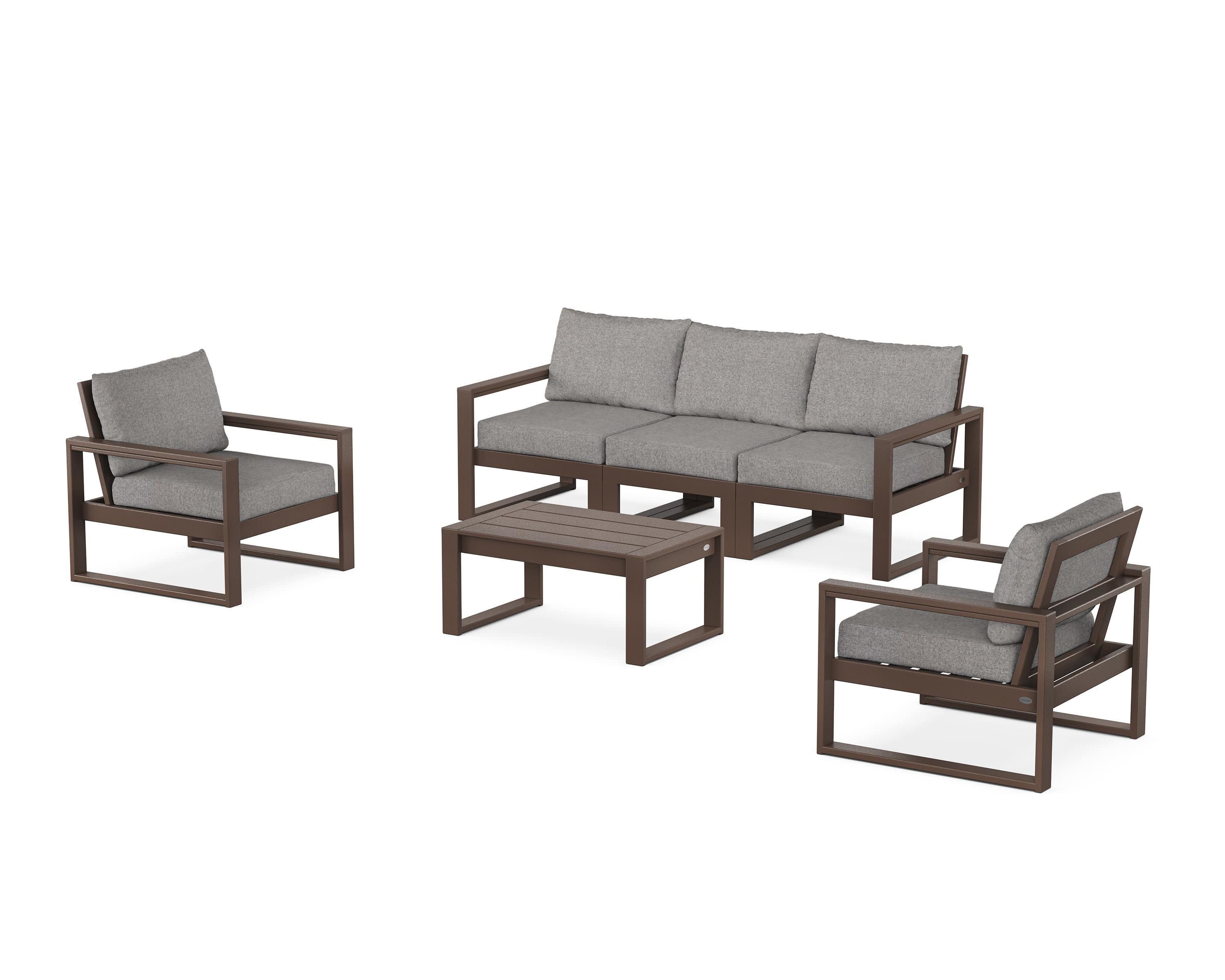 EDGE Sectional 4-Piece Deep Seating Set with Sofa in Mahogany / Grey Mist