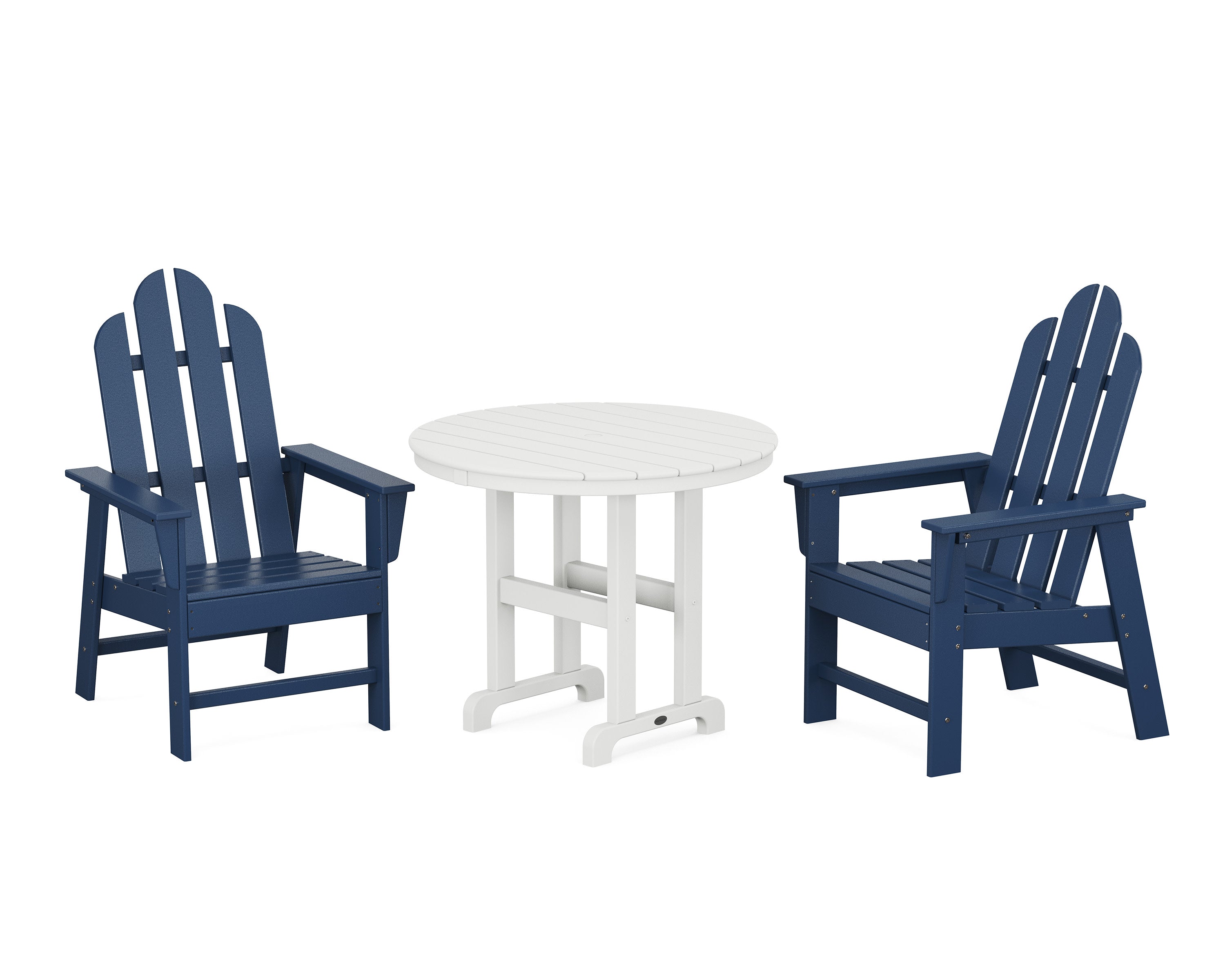 Long Island 3-Piece Round Dining Set in Navy / White