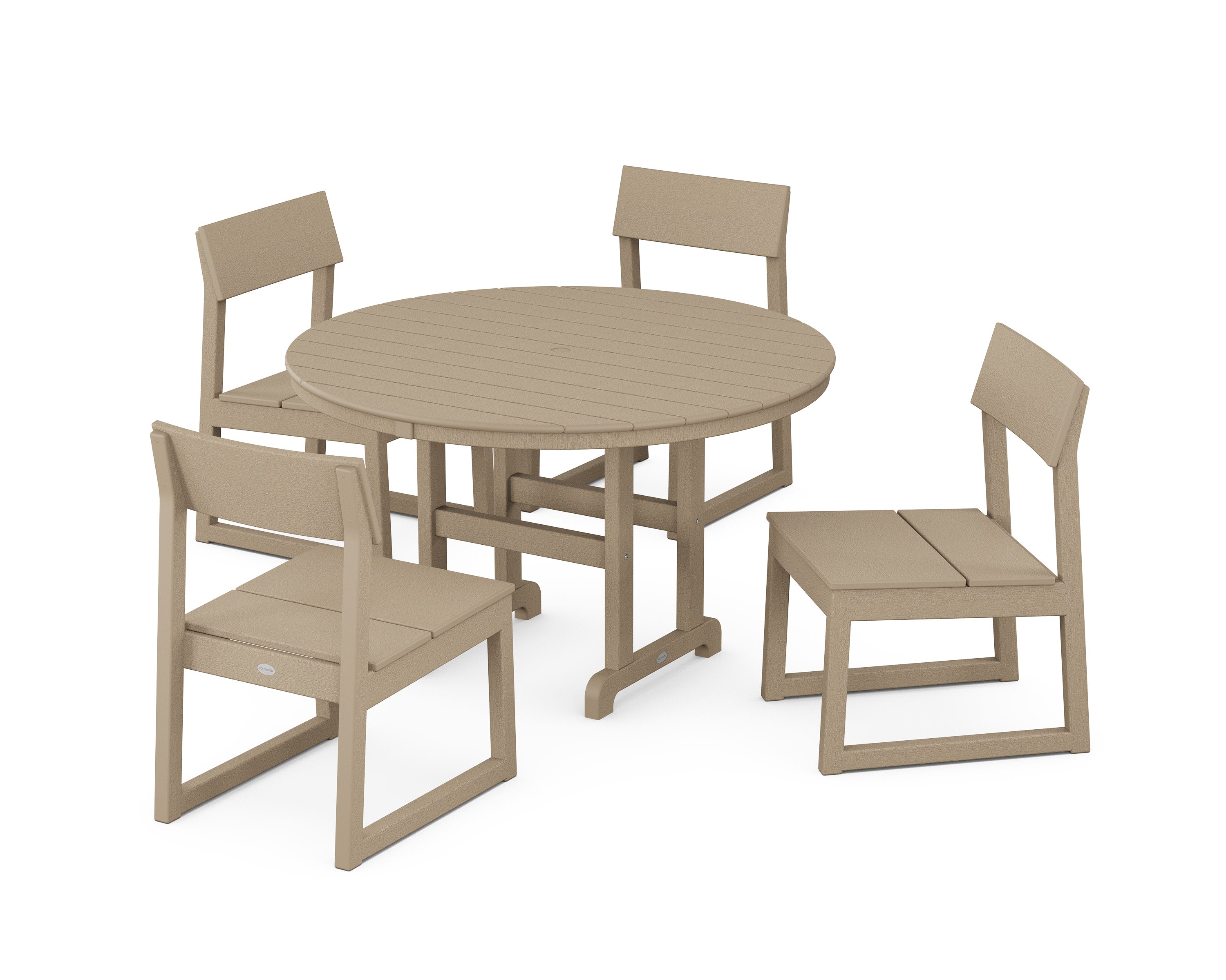 EDGE Side Chair 5-Piece Round Farmhouse Dining Set in Vintage Sahara