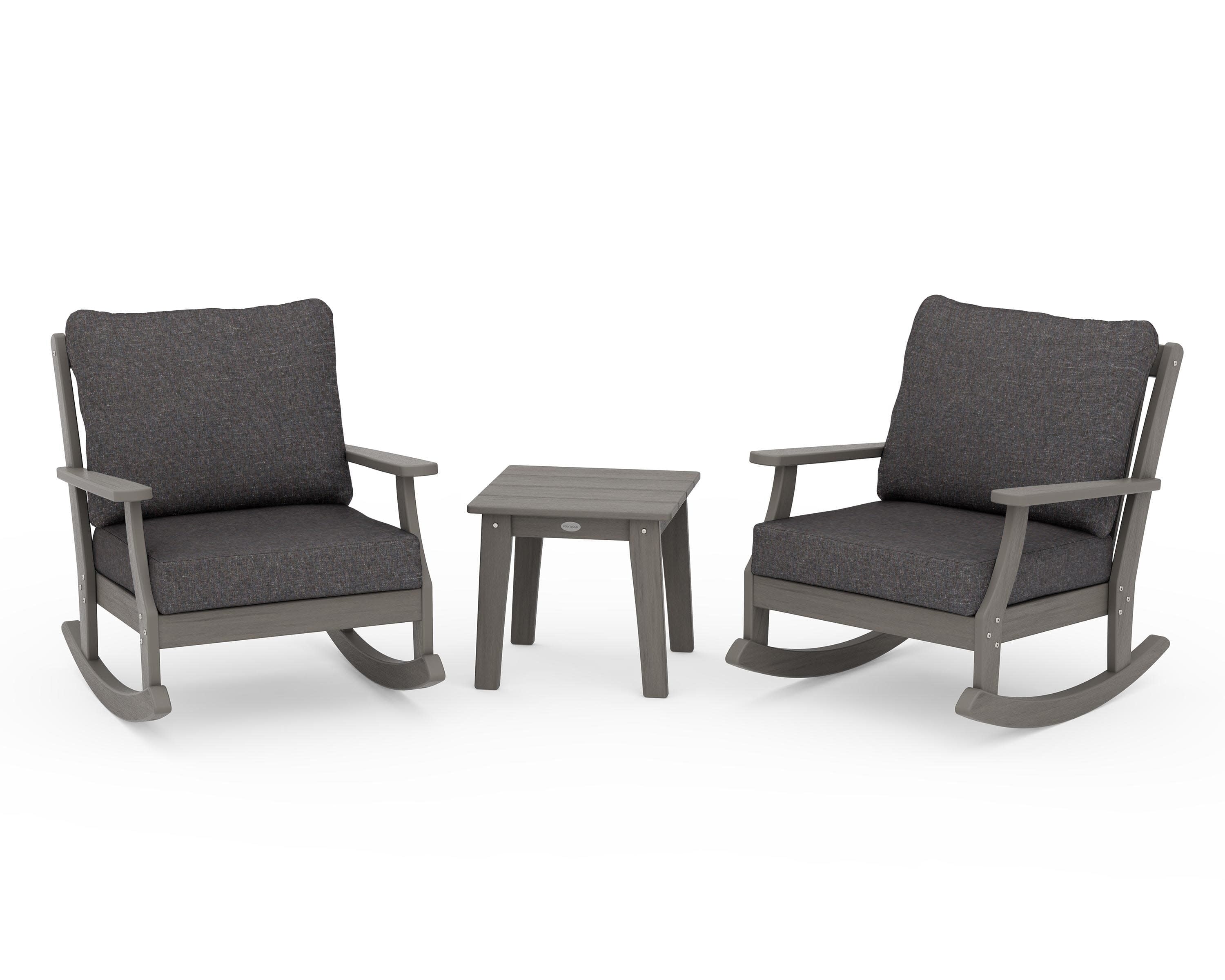 Braxton 3-Piece Deep Seating Rocker Set in Driftwood / Ash Charcoal